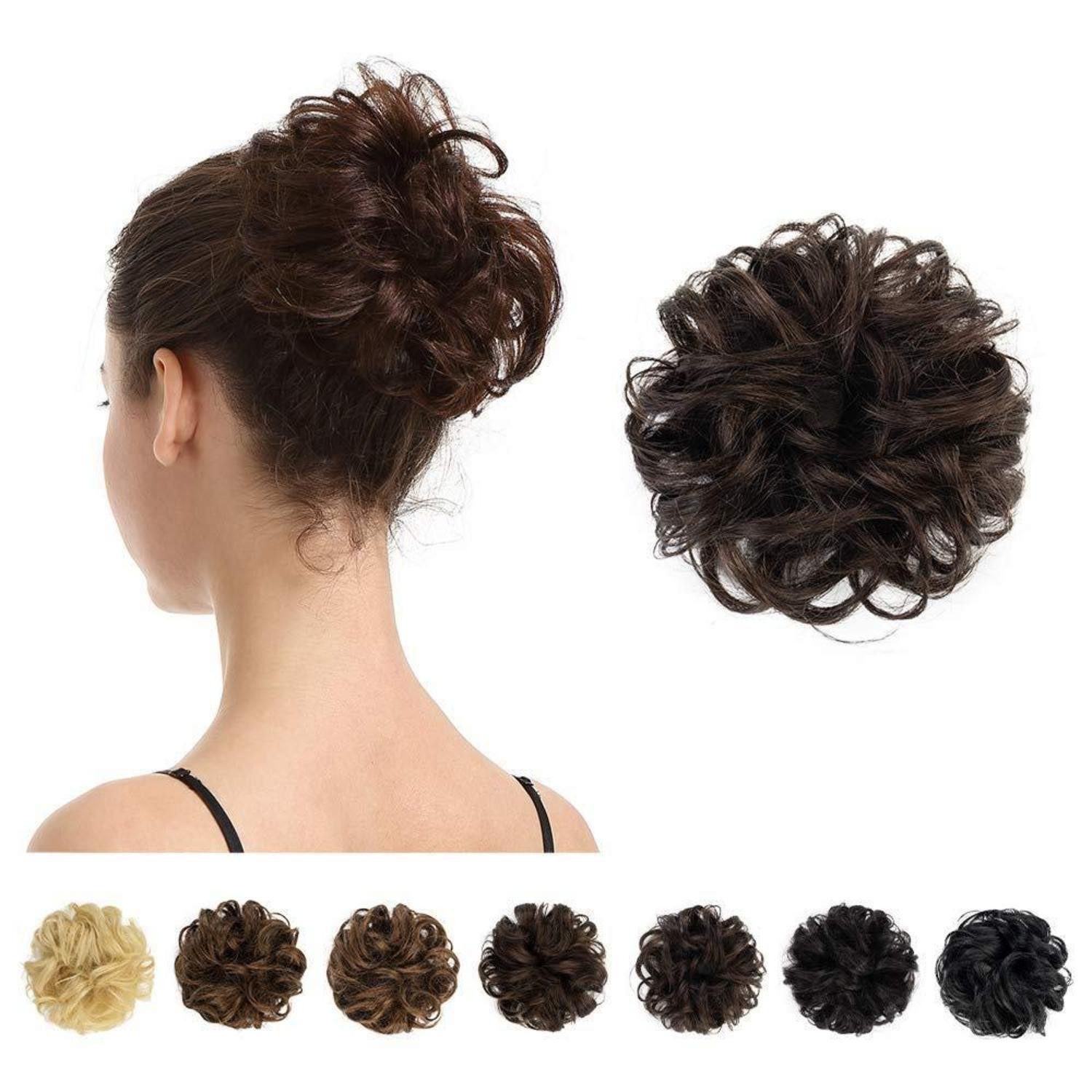 LuxusKollektion Haargummi Echthaar Haargummi gelockt für Hochsteckfrisuren Damen Mädchen