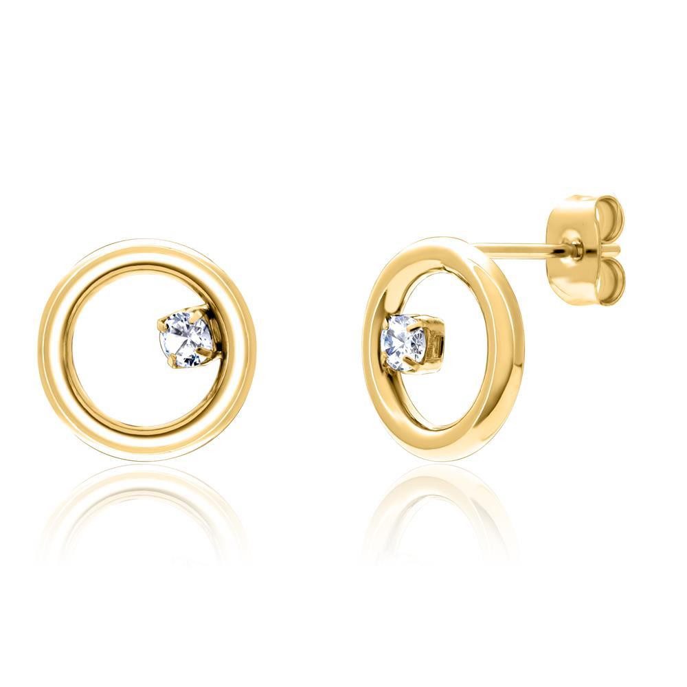 JEWLIX Paar Ohrstecker Schlicht in Gold mit rundem Schmuckelement und Zirko günstig online kaufen