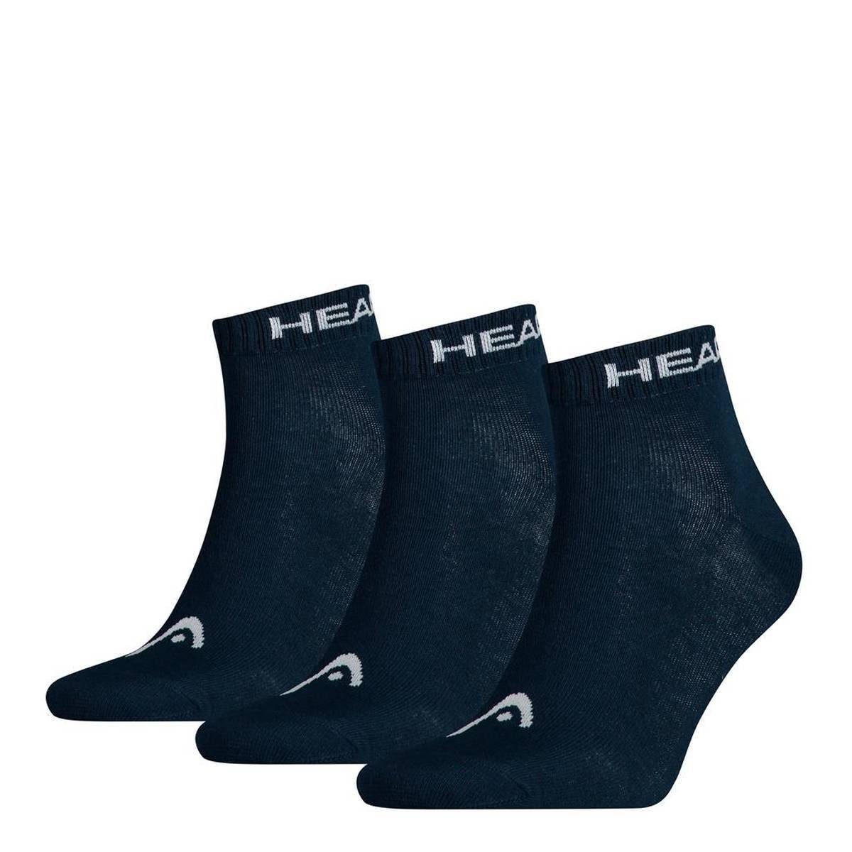 Head Sneakersocken Unisex Quarter Socken, 3er Pack - Baumwollmix Blau