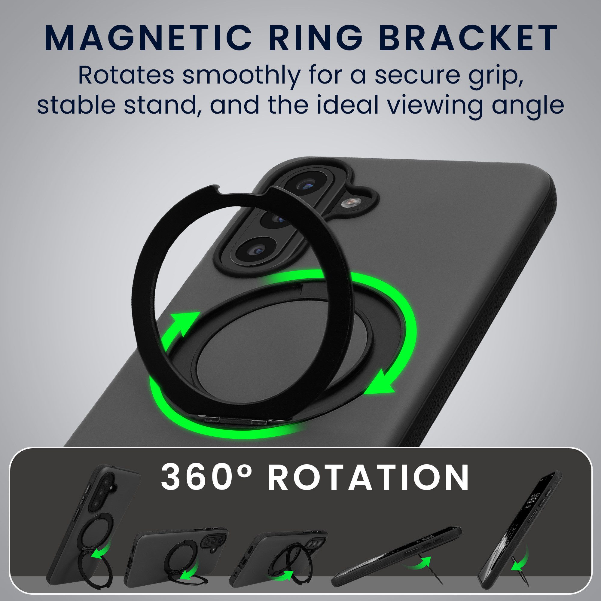 kwmobile Smartphone-Hülle Case mit 360° Standring für Samsung Galaxy A54 5G Hülle, Hardcase mit drehbaren Kickstand kompatibel mit MagSafe – Bild 3 von 5