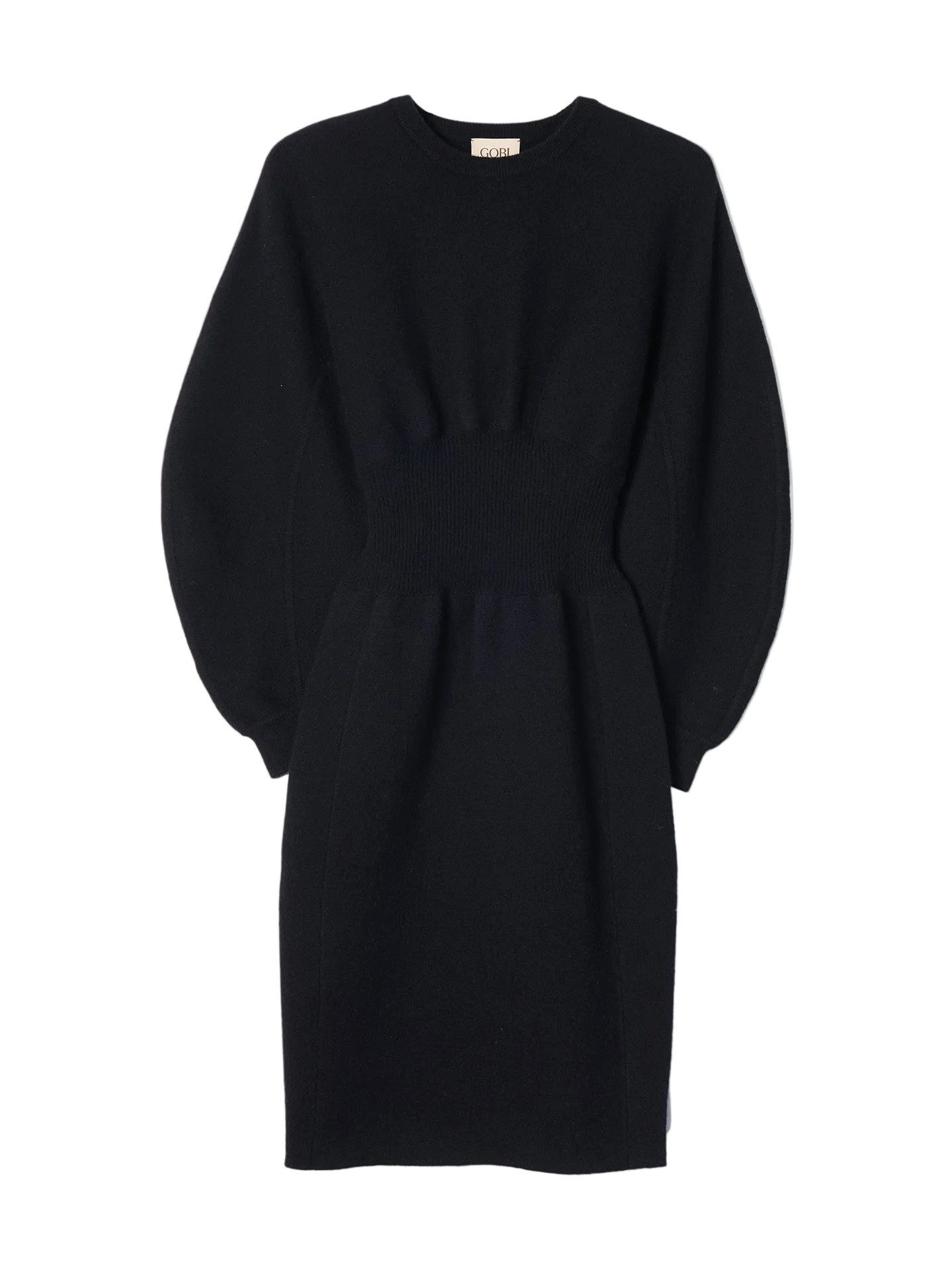 GOBI Cashmere Strickkleid Kaschmir-Kleid mit skulpturaler Silhouette