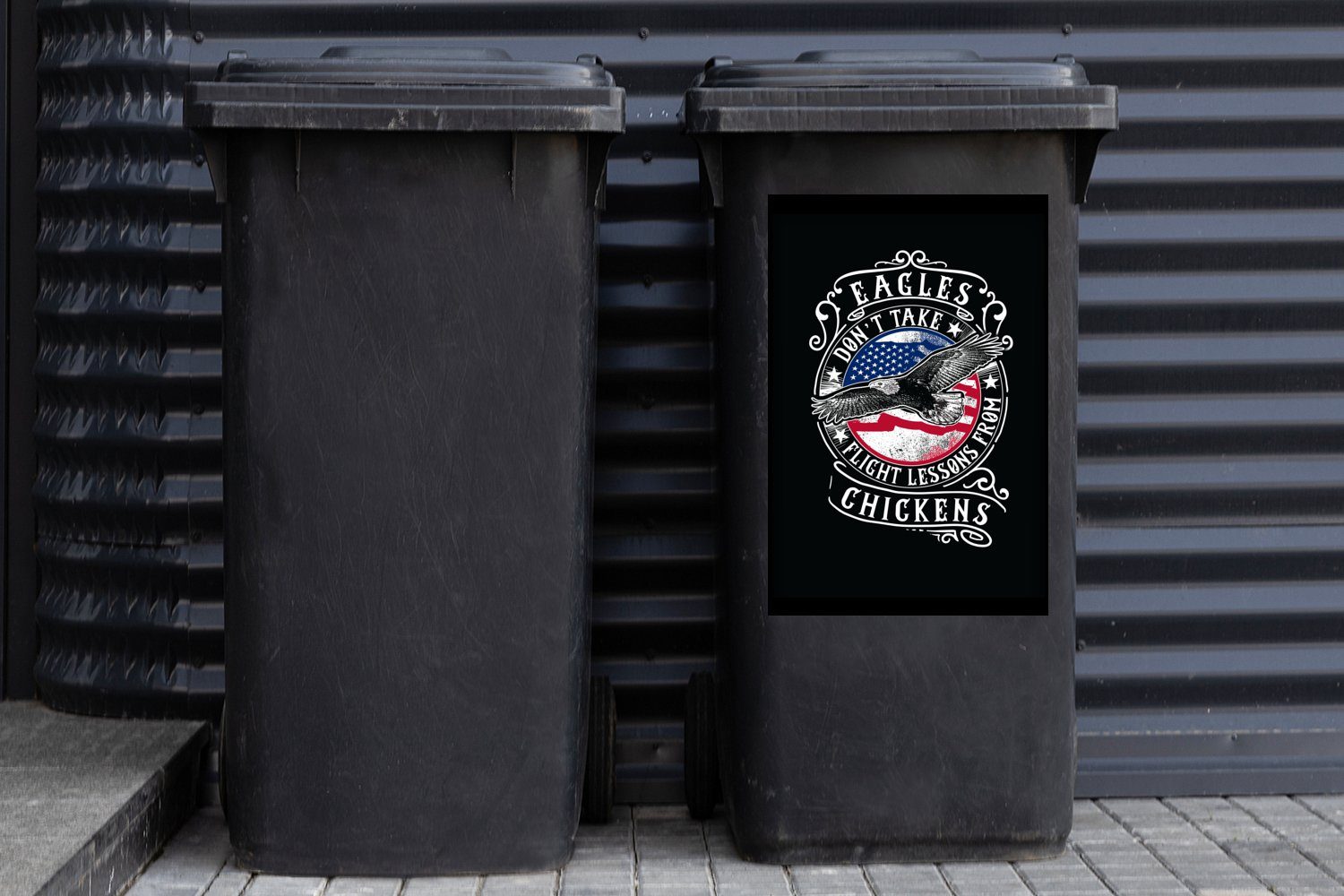 Abfalbehälter Flagge Mülltonne, (1 - Container, St), - Zitat Sticker, Wandsticker MuchoWow Retro Mülleimer-aufkleber, - Adler
