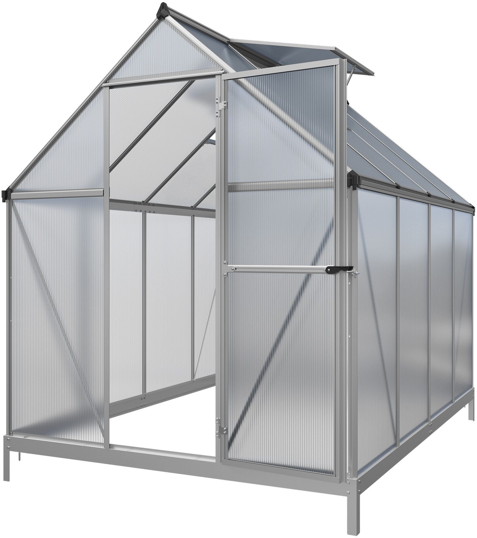 KONIFERA Gewächshaus Córdoba, BxTxH: 182 x 243 x 208 cm, 4 mm Wandstärke, Set, mit Fundamentrahmen