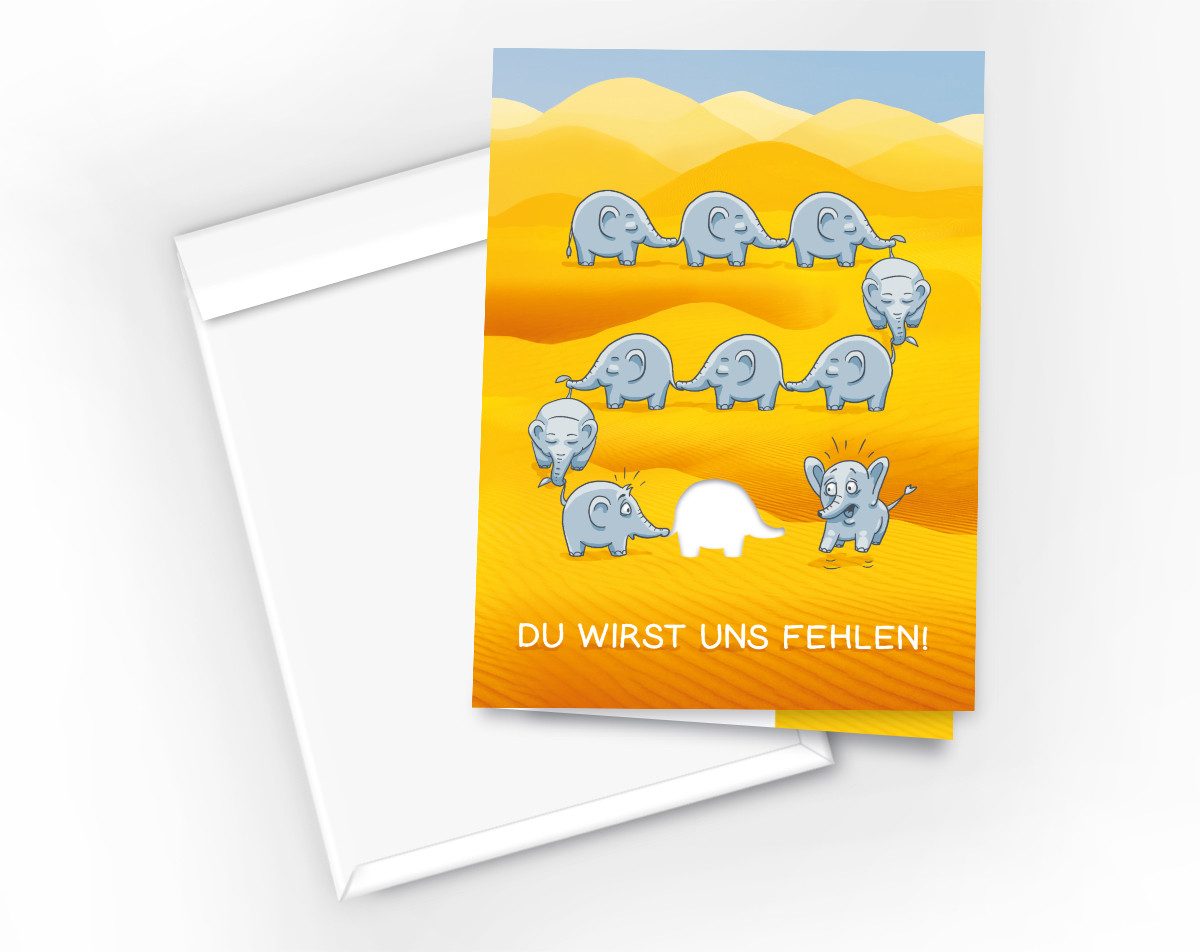 JUNAPACK Abschiedskarte mit Umschlag XXL A4 lustige Klappkarte Jobwechsel Kündigung Kollegen, Witzige A4-Klappkarte mit UV-Lack, viel Platz und passendem Umschlag