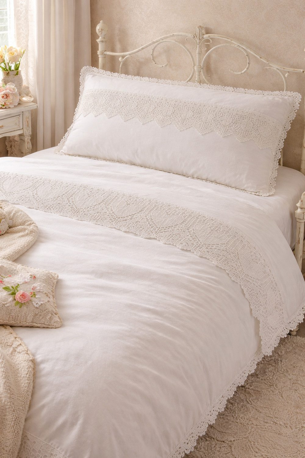 HOSSNER - HOMECOLLECTION Bettwäsche 135x200 cm, Baumwolle, 2 teilig, Kissenbezug Covera und Bezug Bali Vintage romantisch