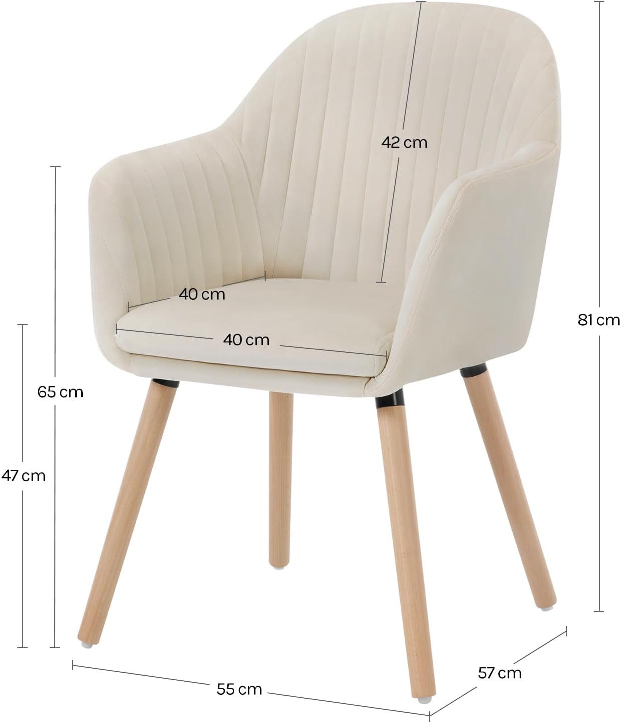 Woltu Esszimmerstuhl (4 St), Küchenstuhl, mit Armlehne Samt Massivholz