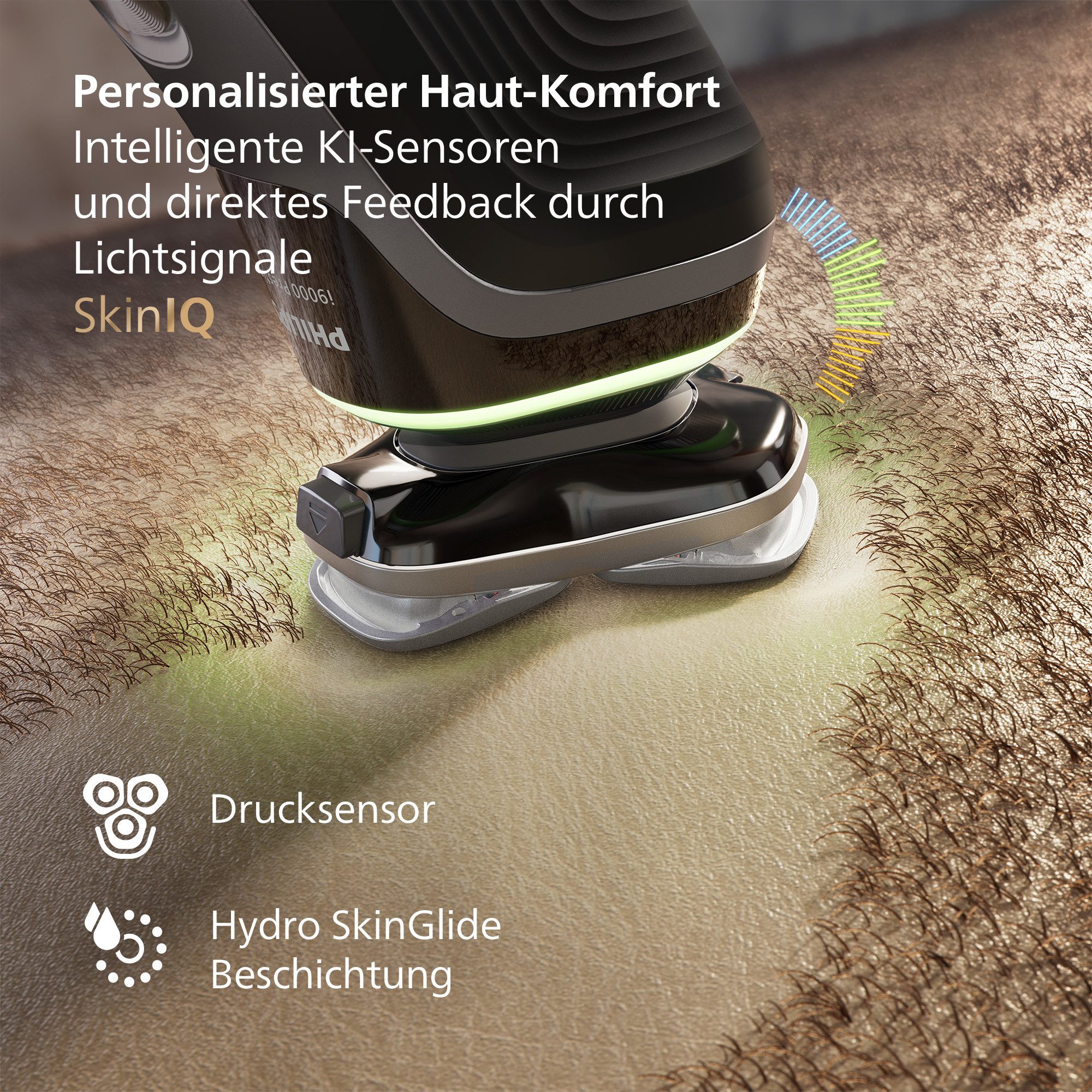Philips Elektrorasierer Series i9000 Prestige XP9202/10, integrierter Präzisionstrimmer, mit SkinIQ Technologie, inkl. Ladestand, Reiseetui – Bild 4 von 5