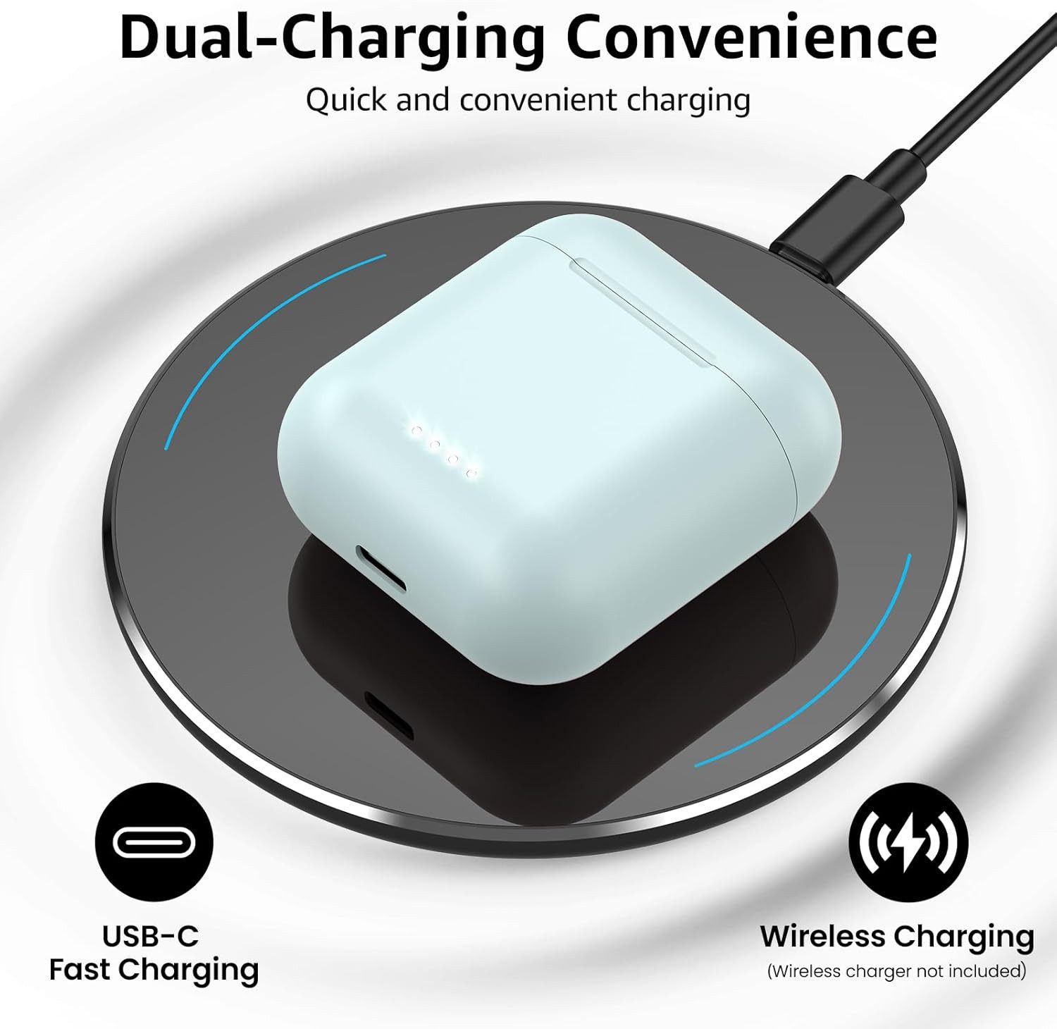 TOZO Bluetooth 5.3 Headset mit 50h Akku & IPX8 Schutz In-Ear-Kopfhörer (Dank IPX8 Wasserschutz sind diese Sportkopfhörer ideal für Fitness, Joggen und Outdoor Aktivitäten bei jedem Wetter geeignet., True Wireless Audio mit Ladecase, Bass Sound & Touch Steuerung)