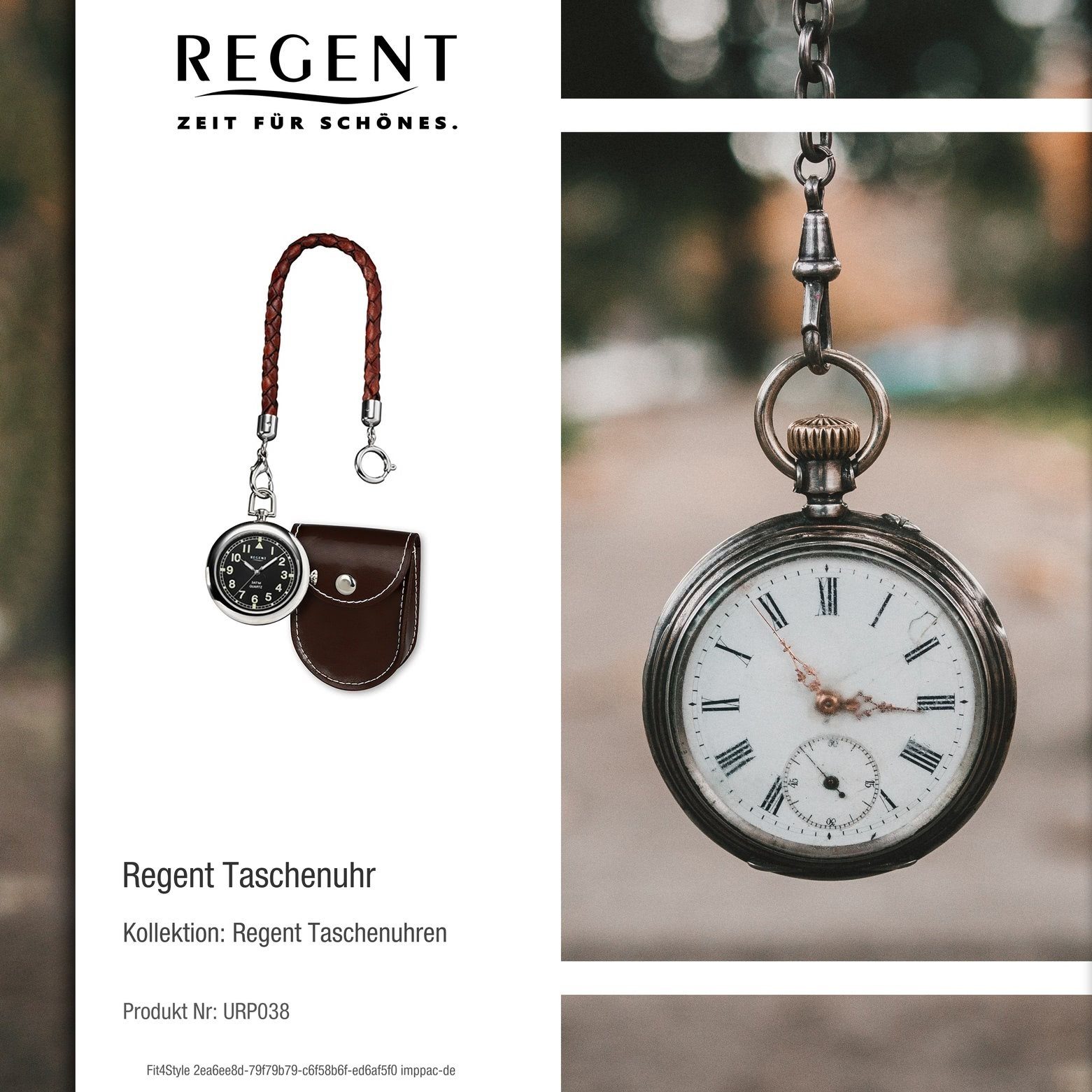 Regent Taschenuhr Regent Analog Elegant verchromt, (Analoguhr), Herren rund, Taschenuhr (ca. Metall mit, groß 42mm), Herren-Taschenuhr P-38