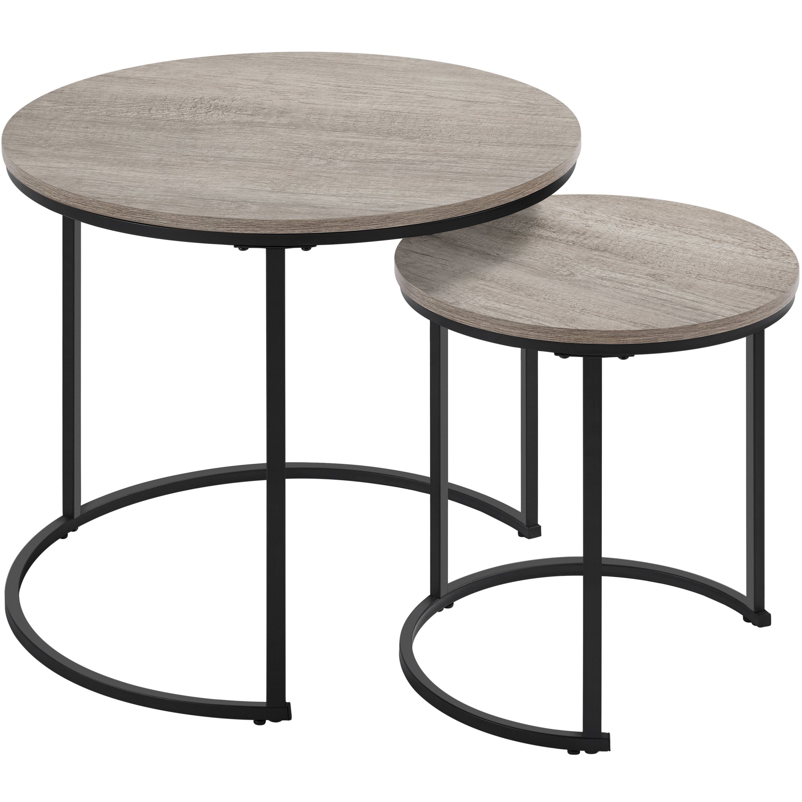 Yaheetech Couchtisch, 2er Set Beistelltisch Sofatisch mit Stahlrahmen Satztische Gray