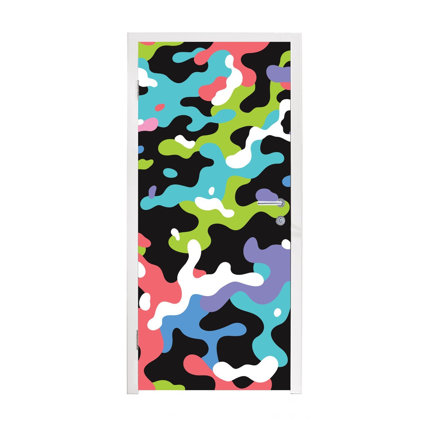 Matt, St), MuchoWow (1 Camouflage-Muster, 75x205 Buntes cm für Tür, bedruckt, Türaufkleber, Türtapete Fototapete