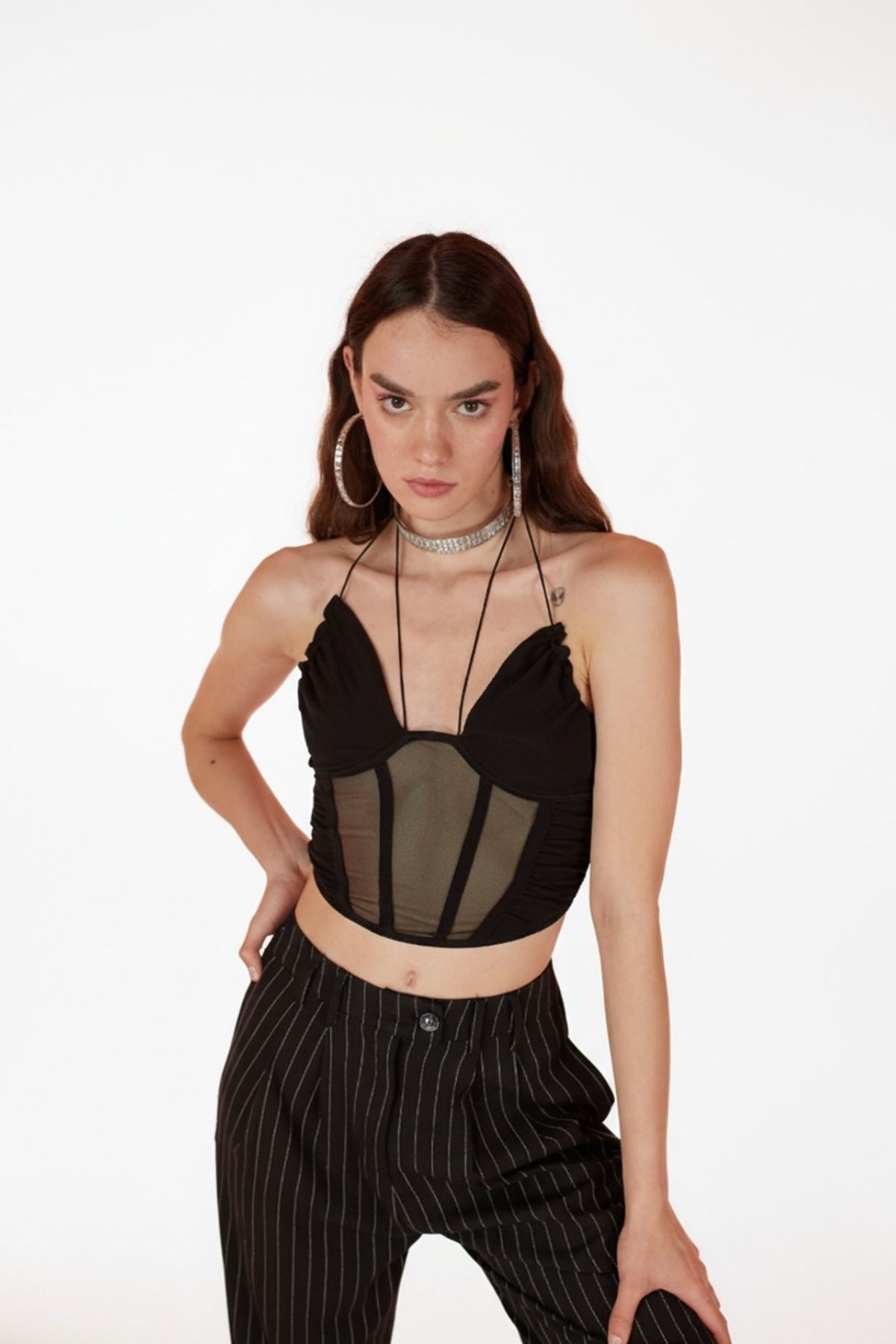 HOLLY LOLLY Blusentop Sasha Bluse mit Rückenschnürung