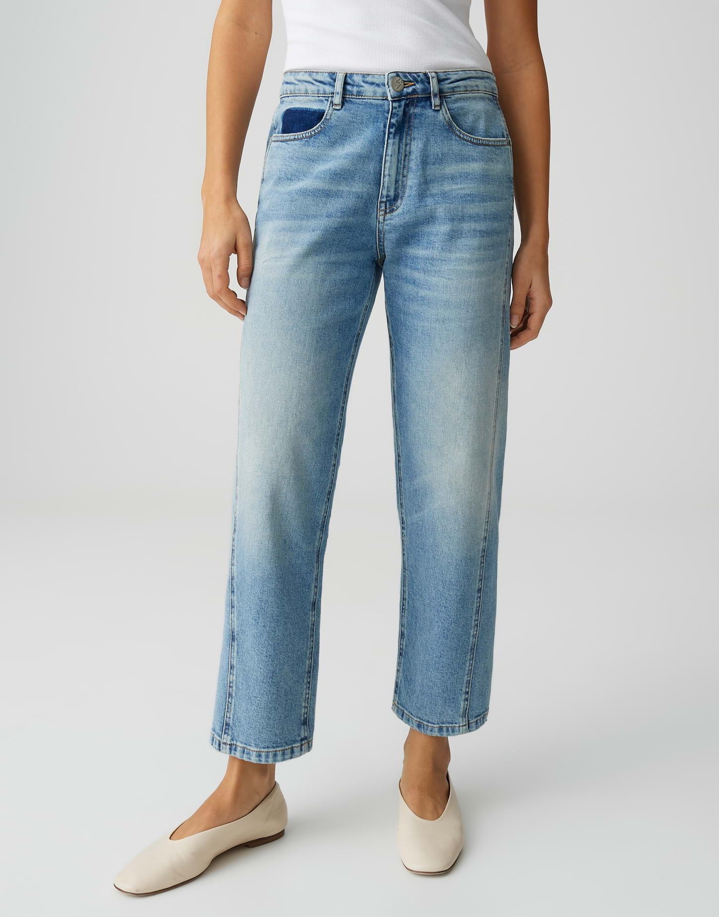 OPUS Relax-fit-Jeans LISSIE SALT Tapered Jeans aus Dry Indigo® Swingpockets vorne, leichte Used-Effekte als Stilnote