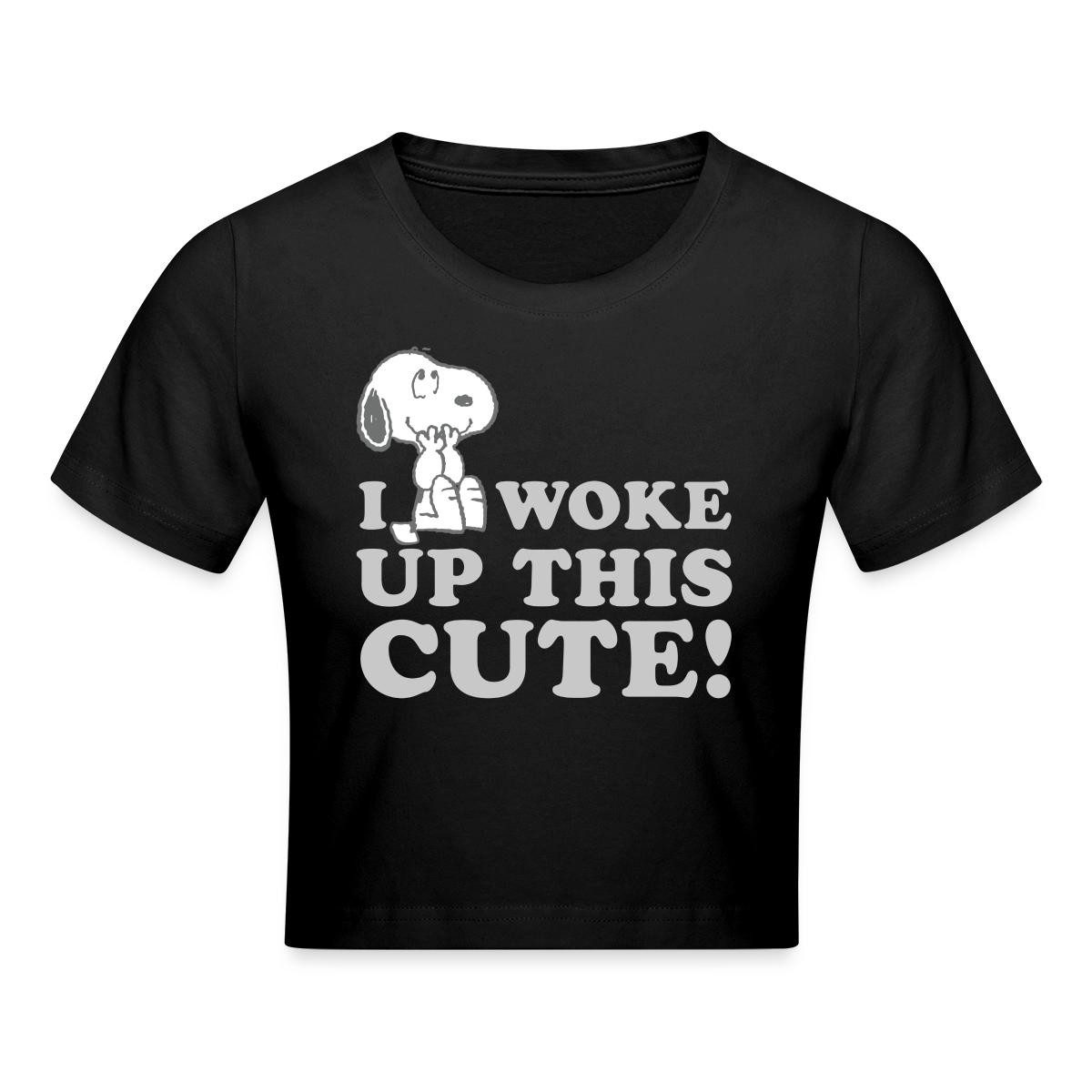 Spreadshirt T-Shirt Peanuts Snoopy I Woke Up This Cute Crop Top (1-tlg)