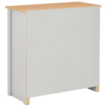 möbelando Sideboard in Grau + Naturholzfarbe (LxBxH: 35x79x81 cm)