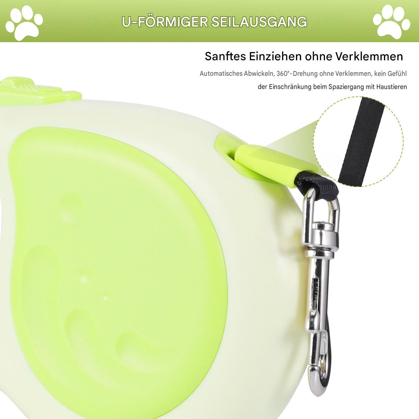 BlingBin Hundeleine Einziehbare 5M Rollleine rutschfeste Laufleinen Ausziehbare Leine, ABS (1 Stück, 1-tlg., 5M), 360°Anti-Verwicklung für Kleine & Mittel Hunde – Bild 3 von 5