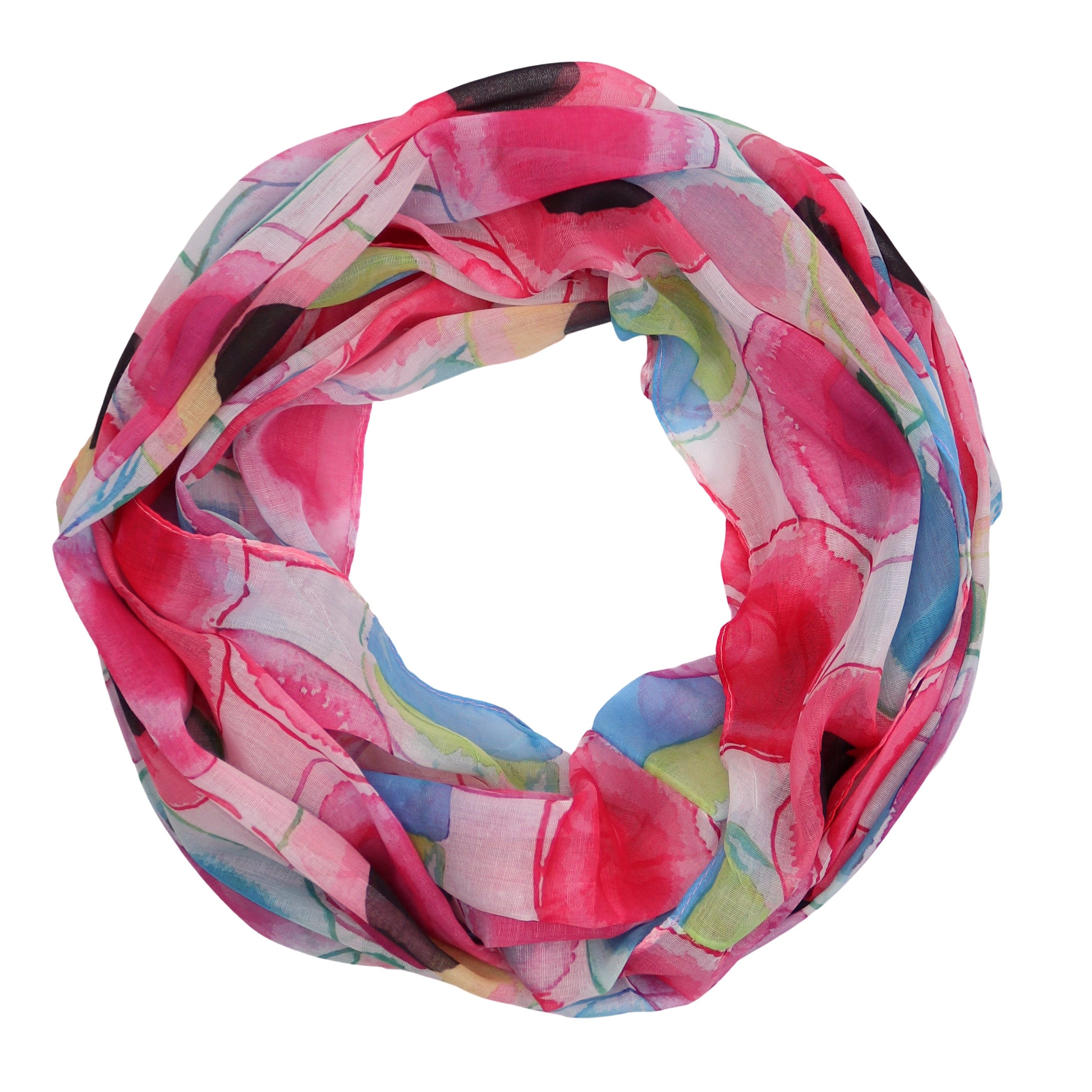 MIRROSI Loop Damen Schal mit Tollem Muster Weich aus 100% Viskose, Schlauchschal, (ca.160x48cm, zweimal um den Hals wickelbar), Damen Halstuch Stola ideal für Frühling,Sommer, Herbst