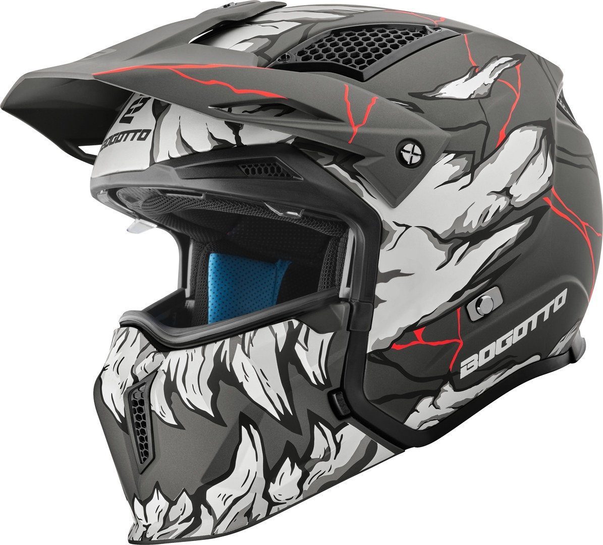 Bogotto Motorradhelm Radic Skulash 22.06 Helm, Herausnehmbares Innenfutter,integriertes Sonnenvisier – Bild 5 von 5
