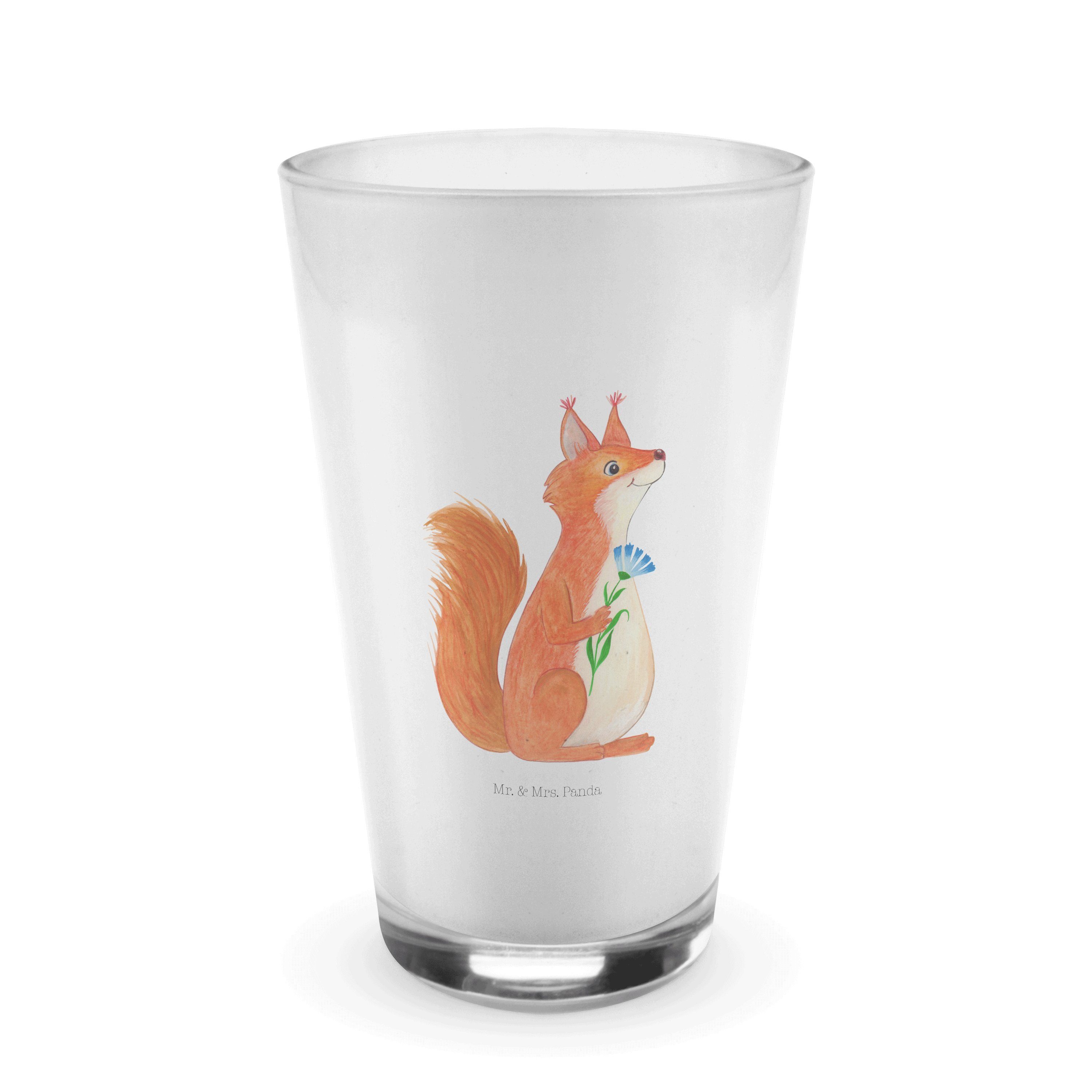Mr. & Mrs. Panda Glas Eichhörnchen Blume - Transparent - Geschenk, Gute Laune, lustige Sprü, Premium Glas