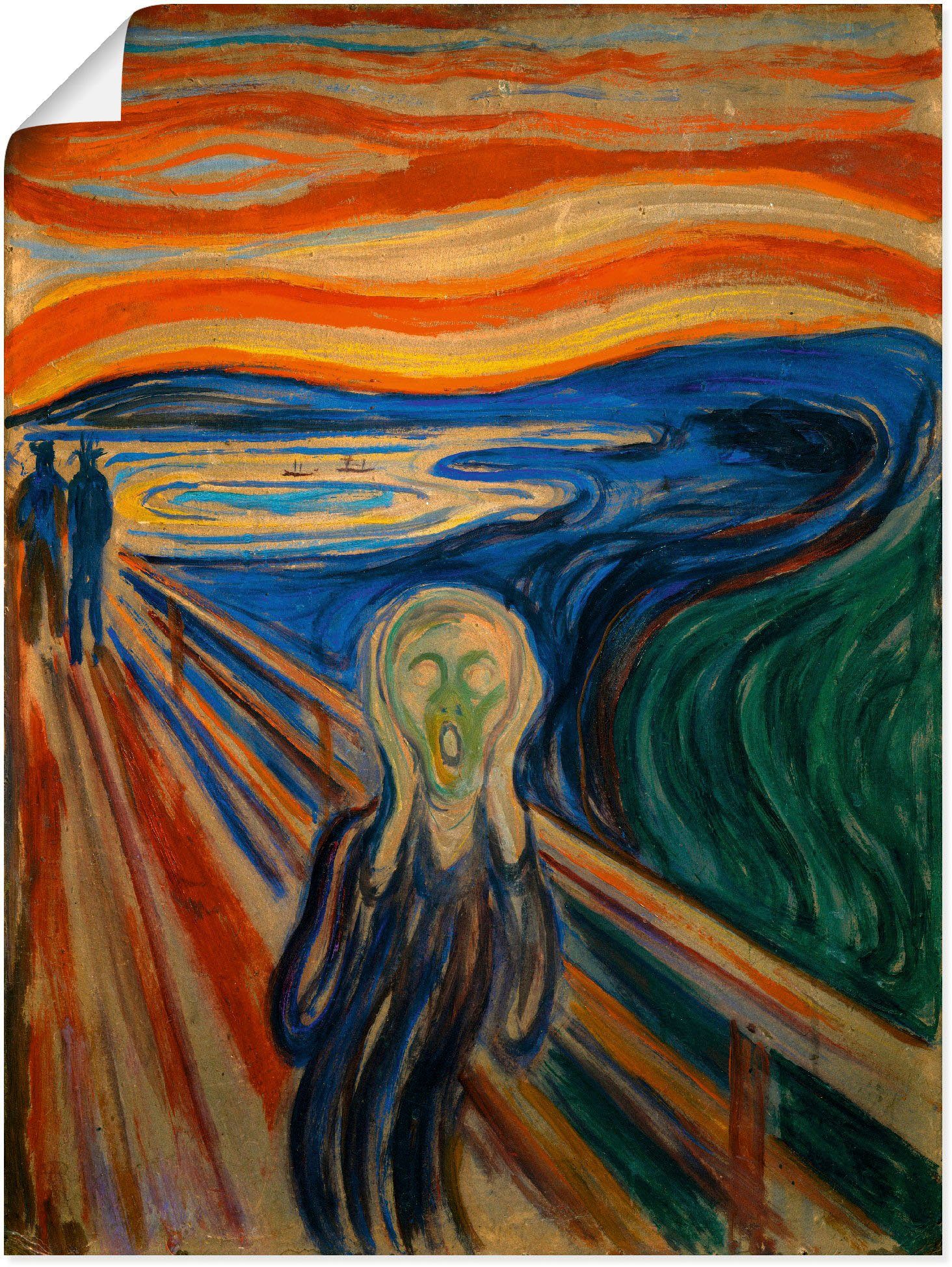 Artland Wandbild Der Schrei. 1893, Mann (1 St), als Alubild, Outdoorbild, Leinwandbild, Плакат, Wandaufkleber