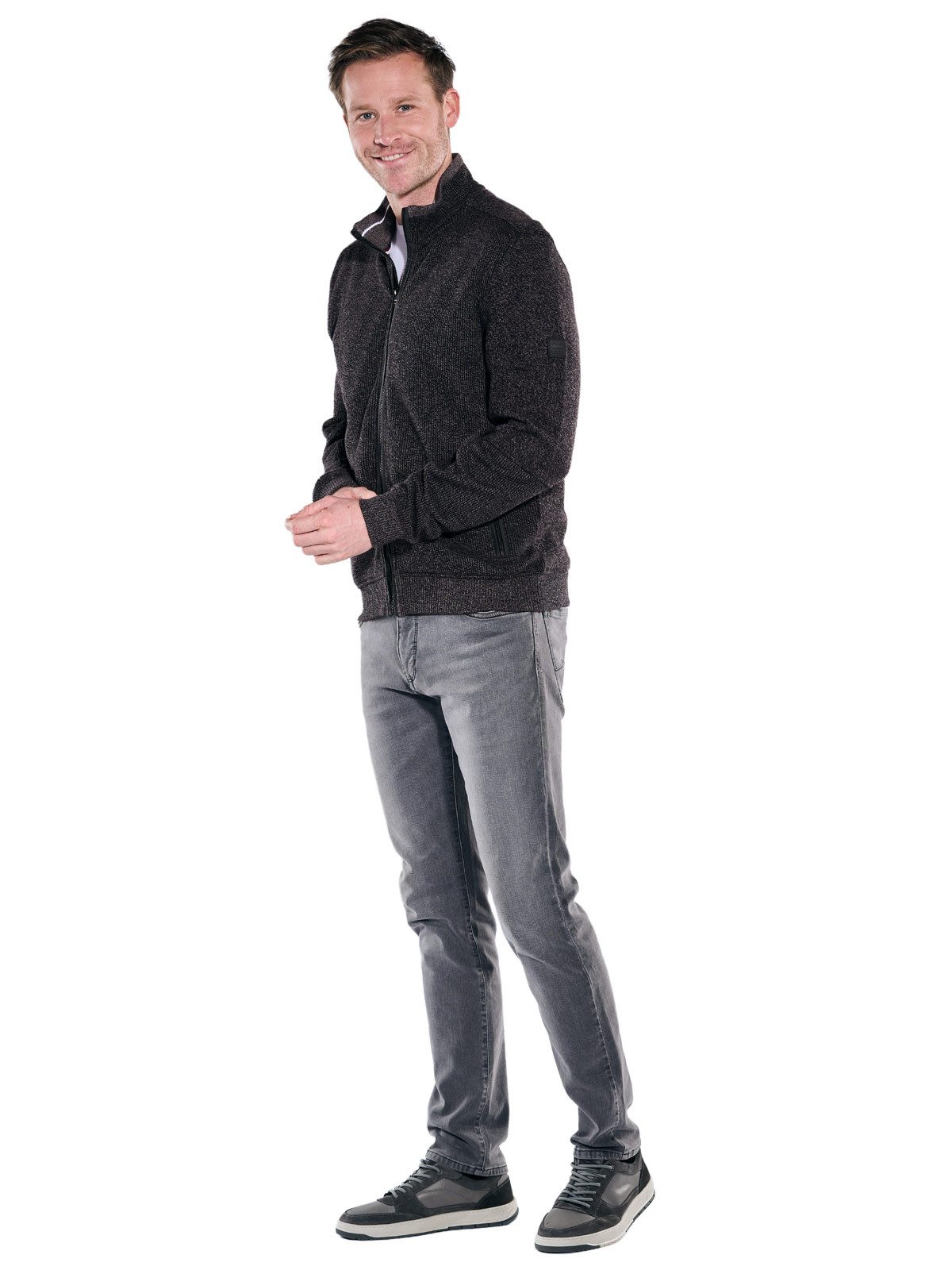 Engbers Sweatjacke Herren Sweatjacke dezent gemustert, Anthrazit