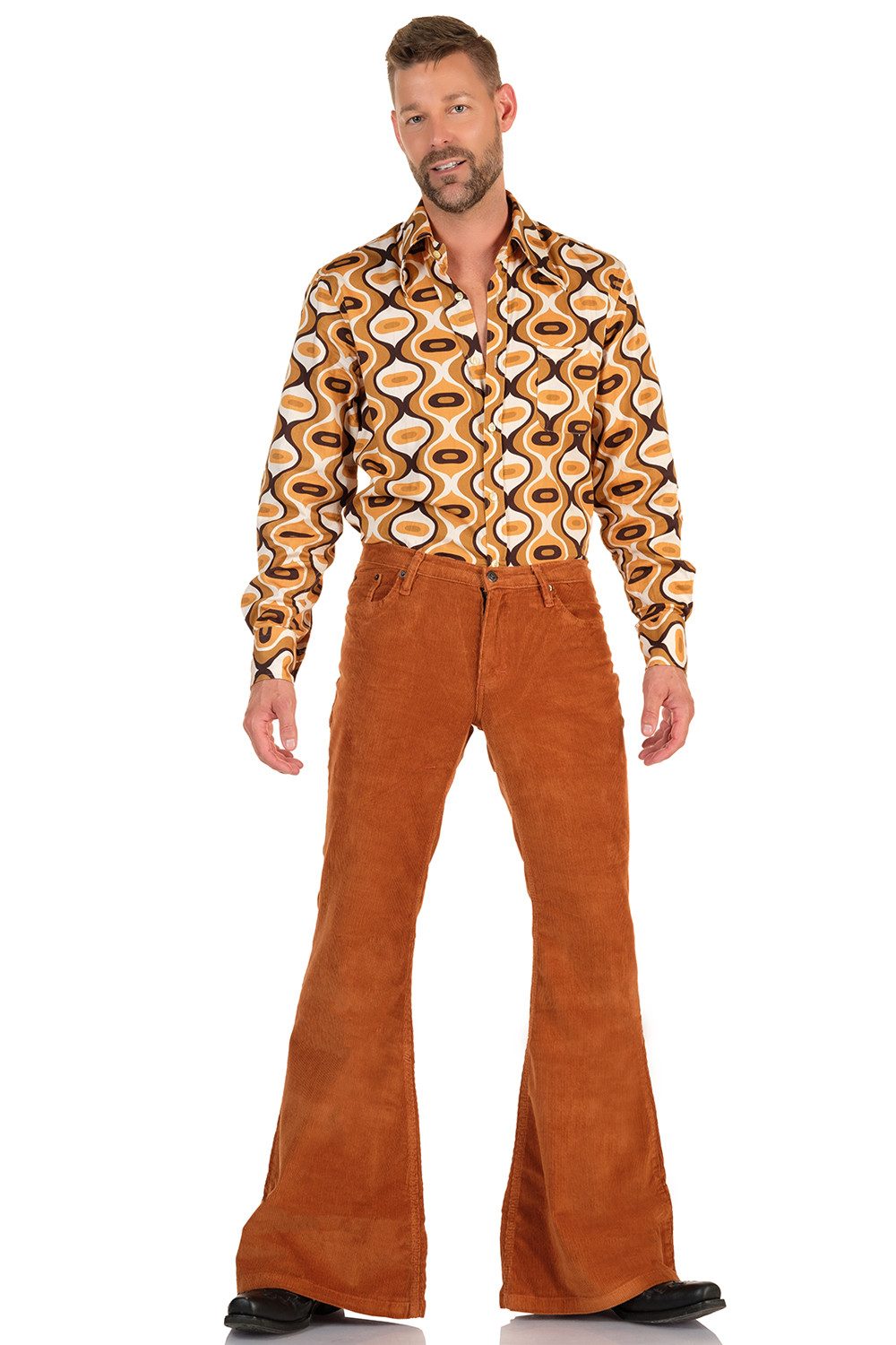 Schlaghose Herren Cord mittelbraun