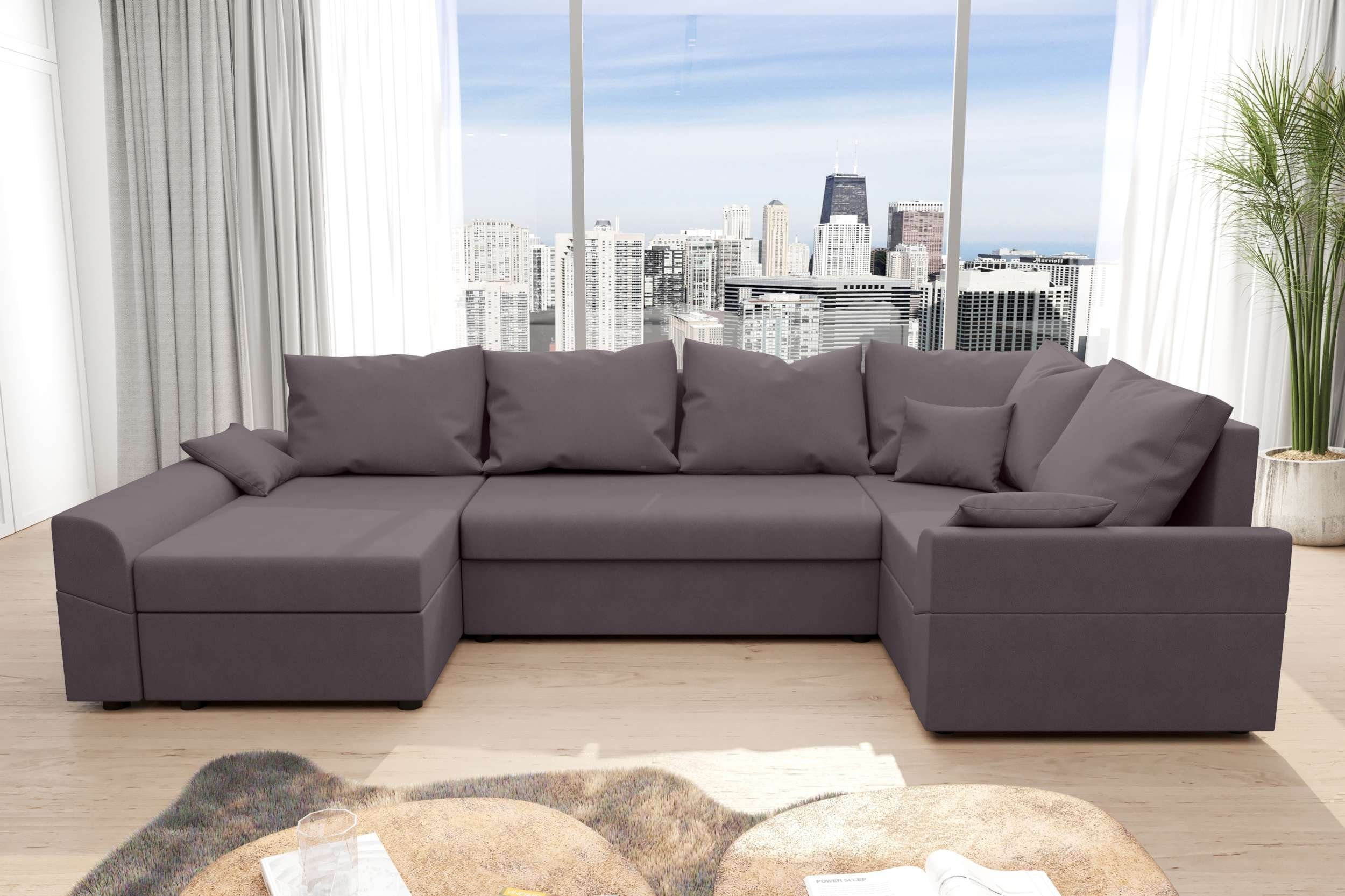 Eckcouch, Design mit Bailey, Wohnlandschaft U-Form, mit Stylefy Sofa, Modern Bettkasten, Bettfunktion, Sitzkomfort,