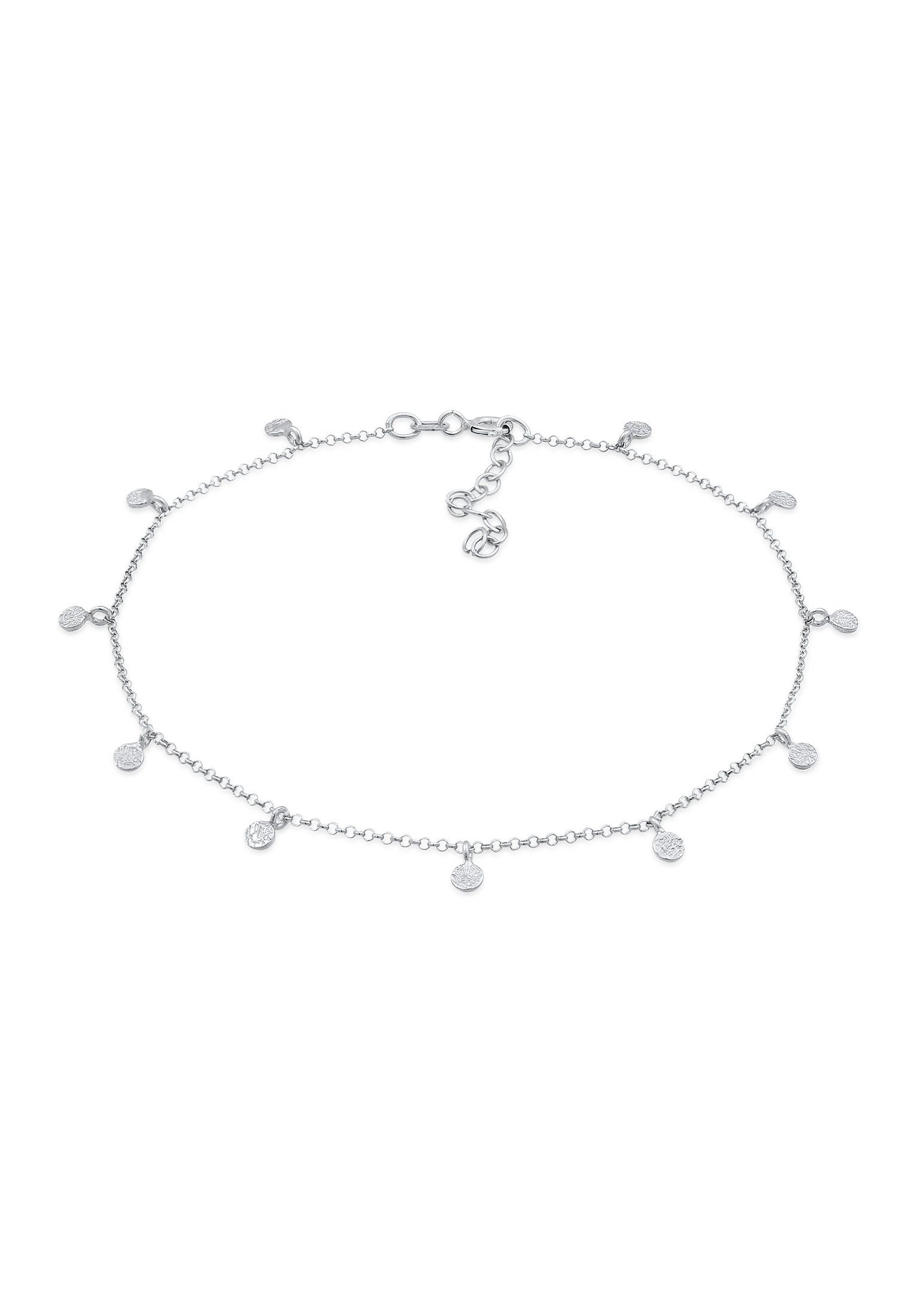 Elli Fußkette Plättchen Organic Look 925 Silber, Plättchen