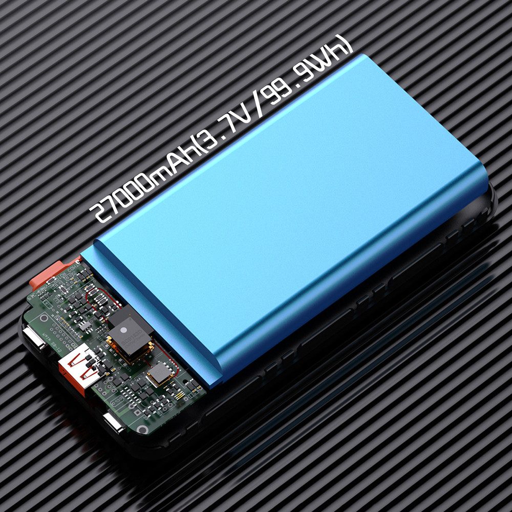 Dudao Reiseakku Grossraumakku Powerbank 30000 mAh (1 St), Integrierte Kabel, PD & QC Schnellladen, LED-Display