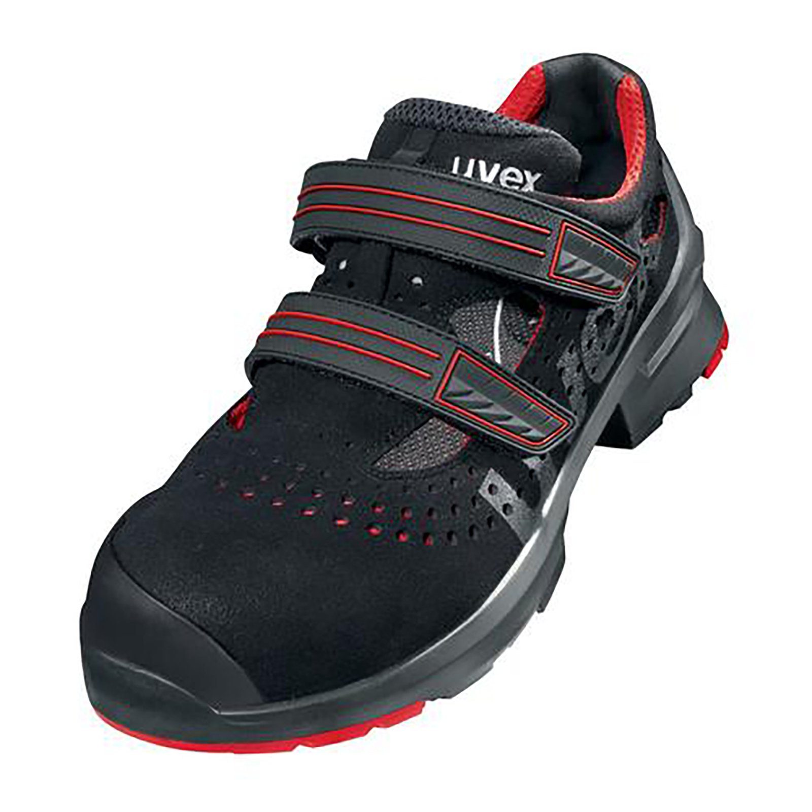 Uvex 1 Sandalen S1P schwarz, rot Weite 12 Sicherheitsschuh