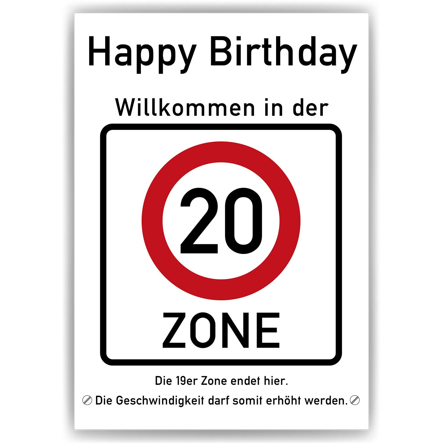 Tigerlino Poster 20. Geburtstag Geschenk Verkehrszeichen günstig online kaufen