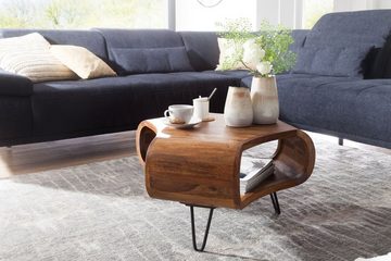 KADIMA DESIGN Couchtisch Sheesham-Holz Kaffeetisch, Landhaus-Stil, Stauraum, handgefertigt