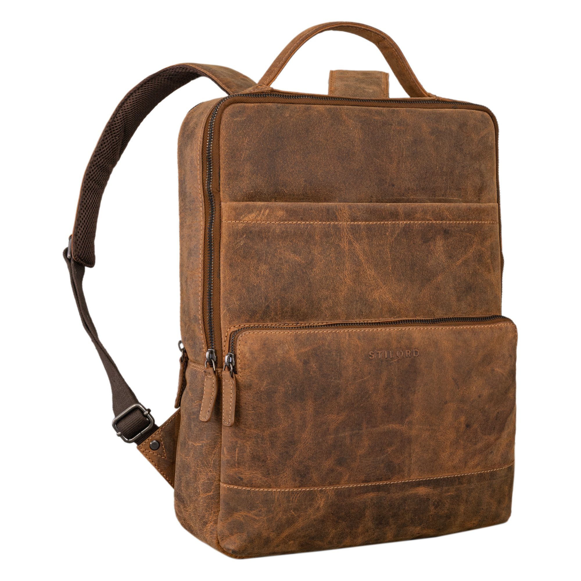 STILORD Notebook-Rucksack "Henning" Großer Lederrucksack Herren mit 16 Zoll Laptopfach