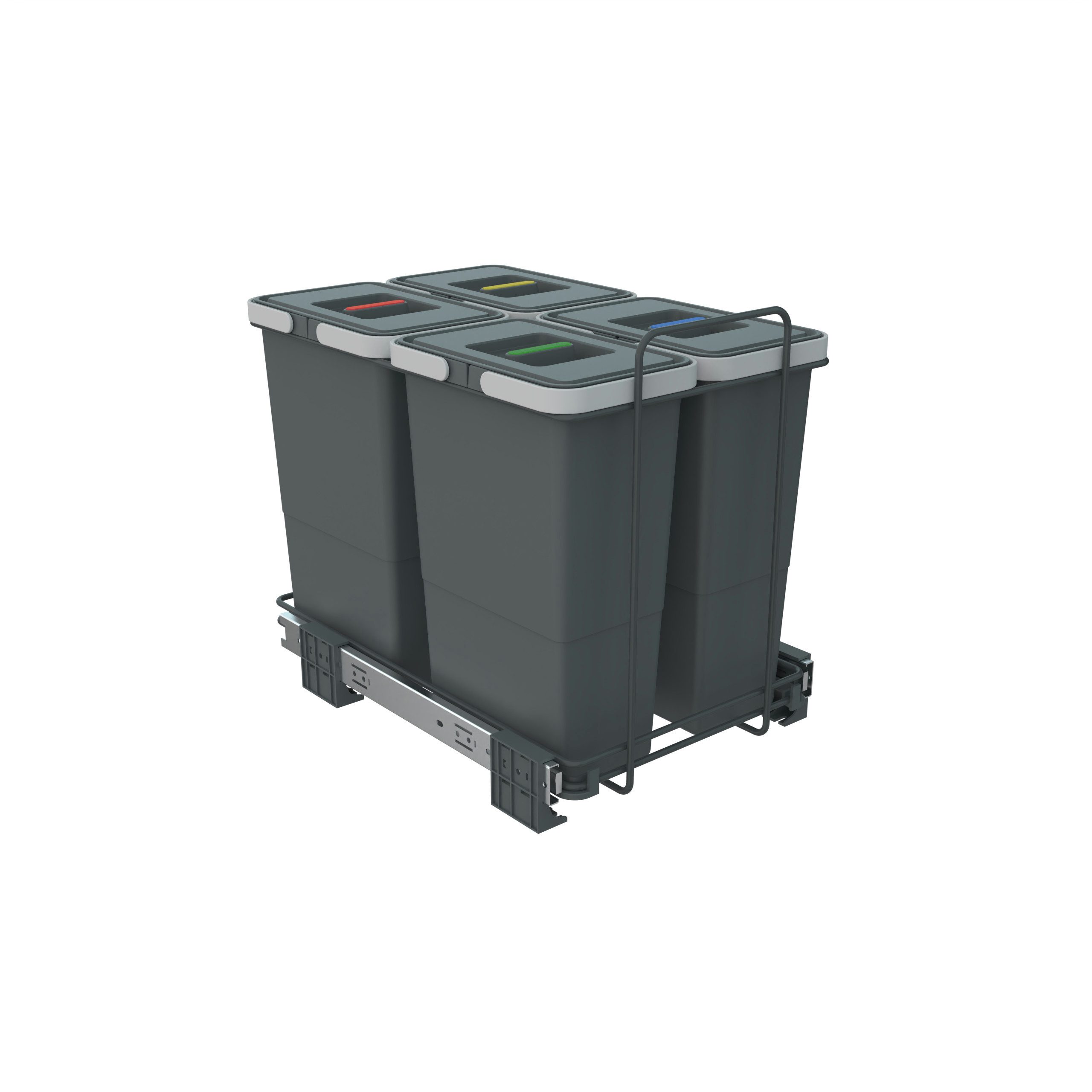 SO-TECHÂź MĂŒlleimer Abfallsammler Ecofil 8+8+8+8L mit Deckel, Abfallsystem fĂŒr Korpusbreite ab 40 cm, Abfalleimer, AbfallbehĂ€lter