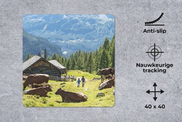 MuchoWow Gaming Mauspad Bauernhaus in den Bergen von Österreich (1-St), Mousepad mit Rutschfester Unterseite, Gaming, 40x40 cm, XXL, Großes