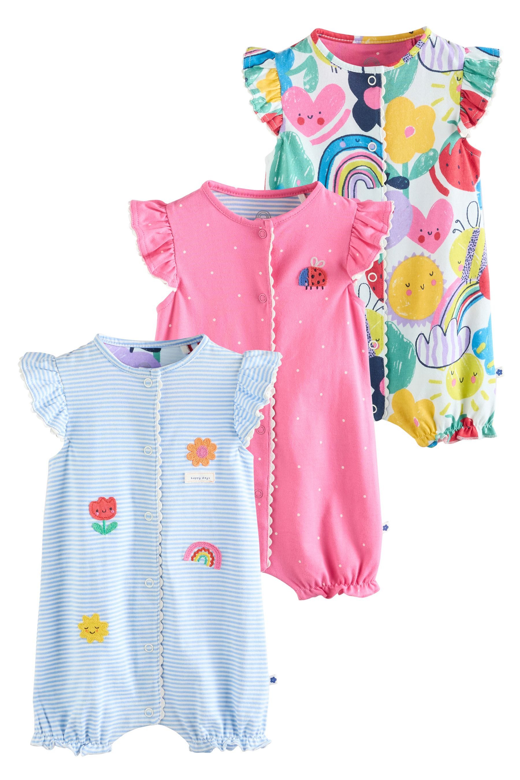 Strampler 3er-Pack Baby-Strampler mit Print aus Baumwolle