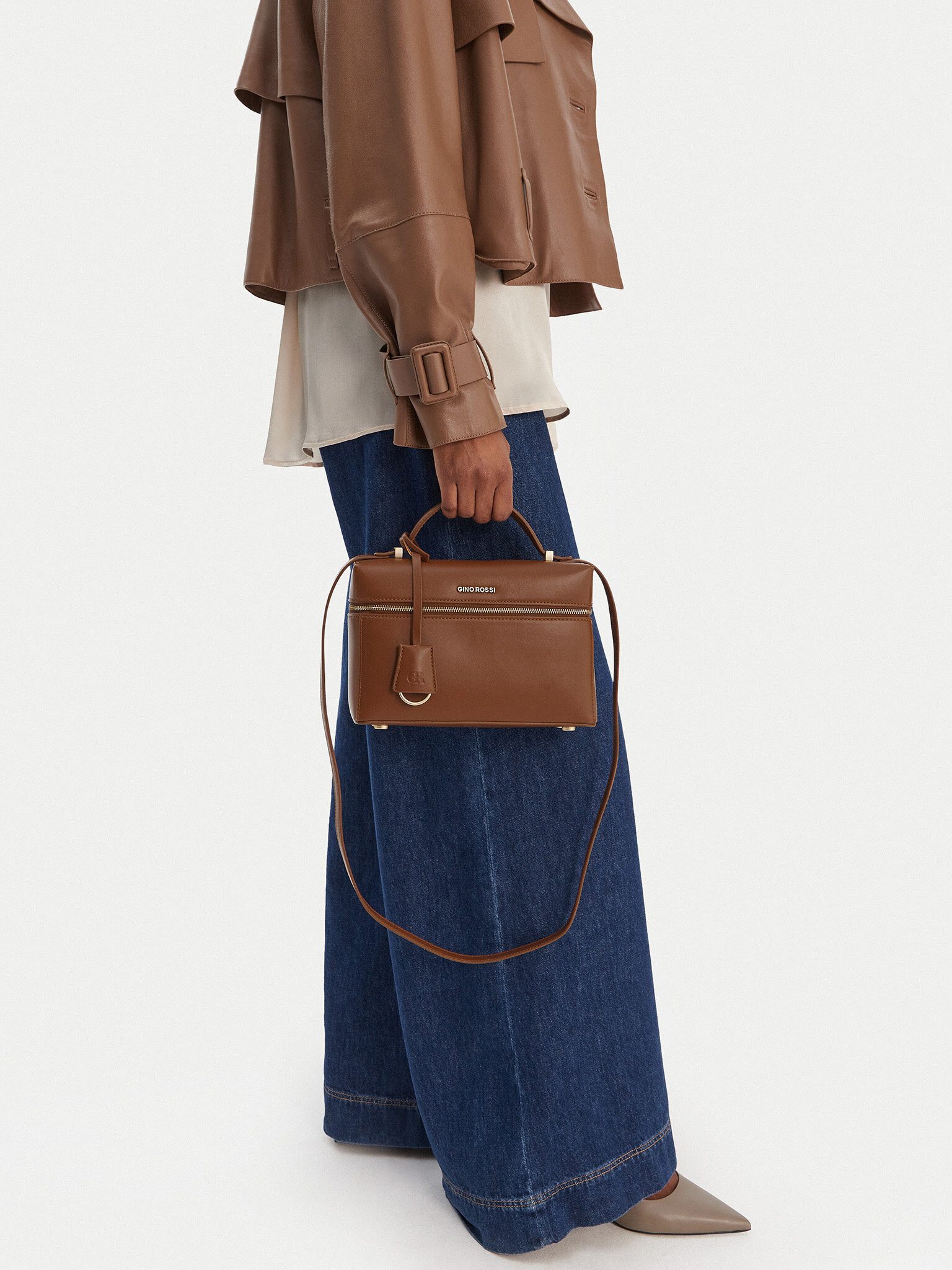 GINO ROSSI Handtasche Gino Rossi Damenhandtasche Braun Gino Rossi-EO-LX10265 Kamel ohne Farb