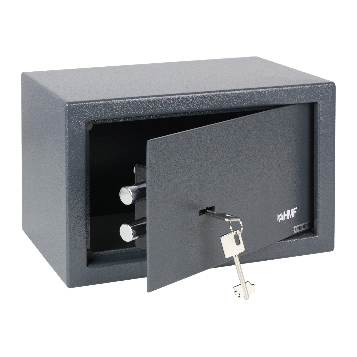 HMF Möbeltresor Safe Tresor mit Schlüssel, Möbeltresor, mit Doppelbartschloss, 31 x 20 x 20 cm, Anthrazit