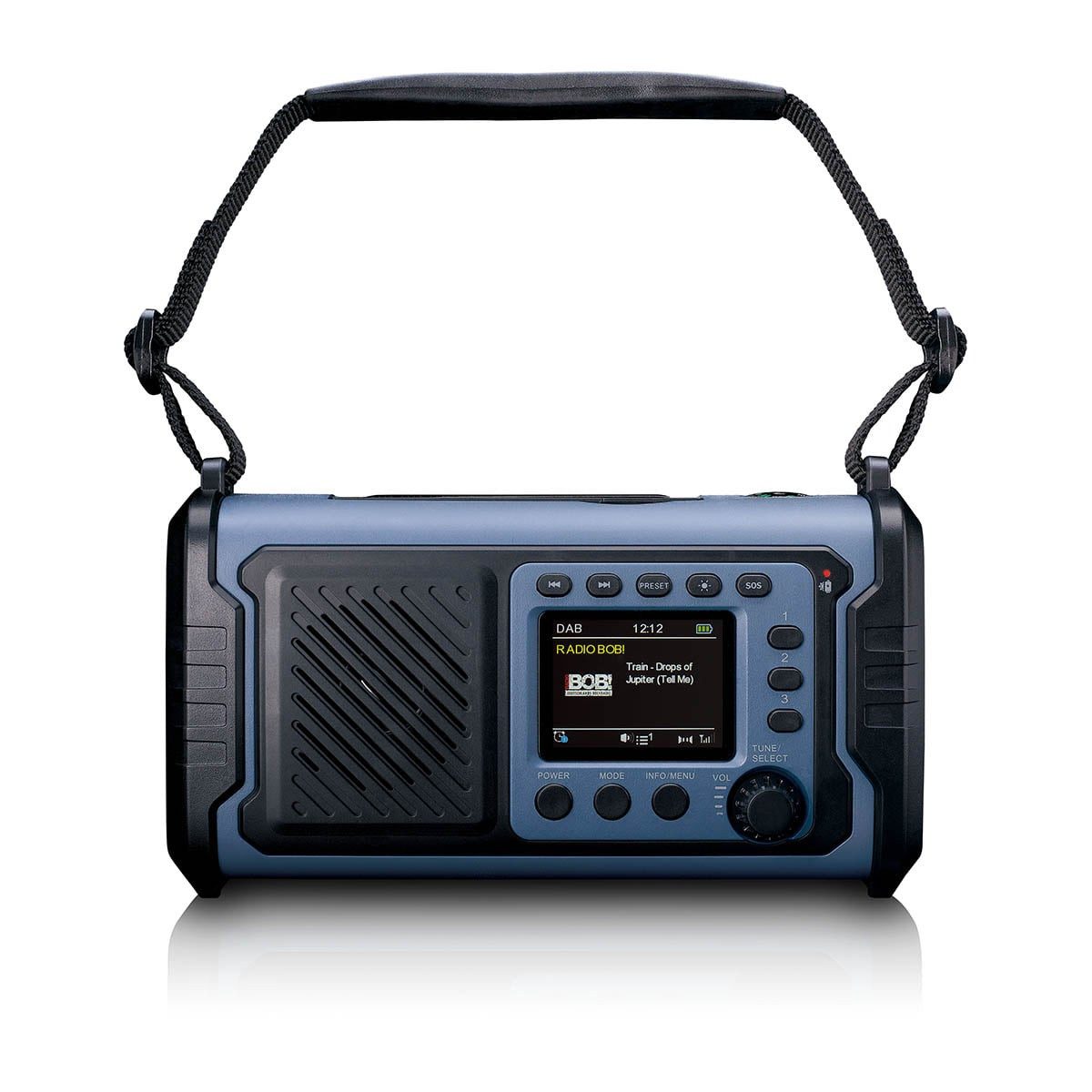 Lenco PDR-255BU Notfallradio (Notfunk, 3 W, DAB+, Bluetooth-Streaming, USB-C-Ladung, Handkurbel und Notrufsignal)