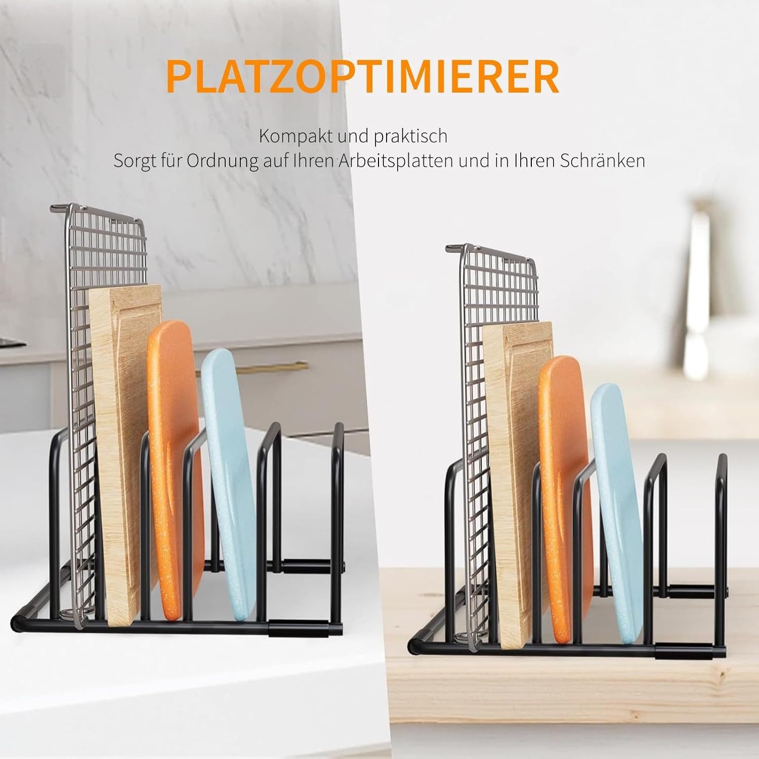 Thumbnail - BlingBin Geschirrständer 2 Stück Schneidebrett Halter, Tellerhalter schublade mit 5 Schlitze, Zubehör für Schneidebrette...