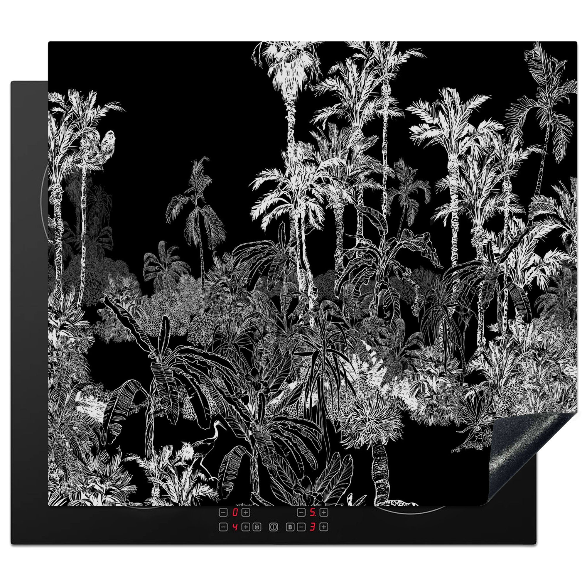 MuchoWow Herdblende-/Abdeckplatte Palme - Dschungel - Tropisch, Vinyl, (1 tlg), 58x51 cm, Küchen Dekoration für Induktionsherd, Induktionskochfeld