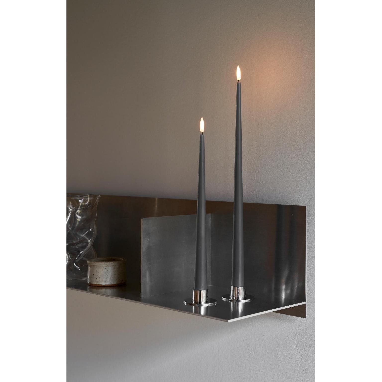 ester & erik LED-Kerze LED Spitzkerze Taper Candle Dark Slate (30cm) (2-teilig)