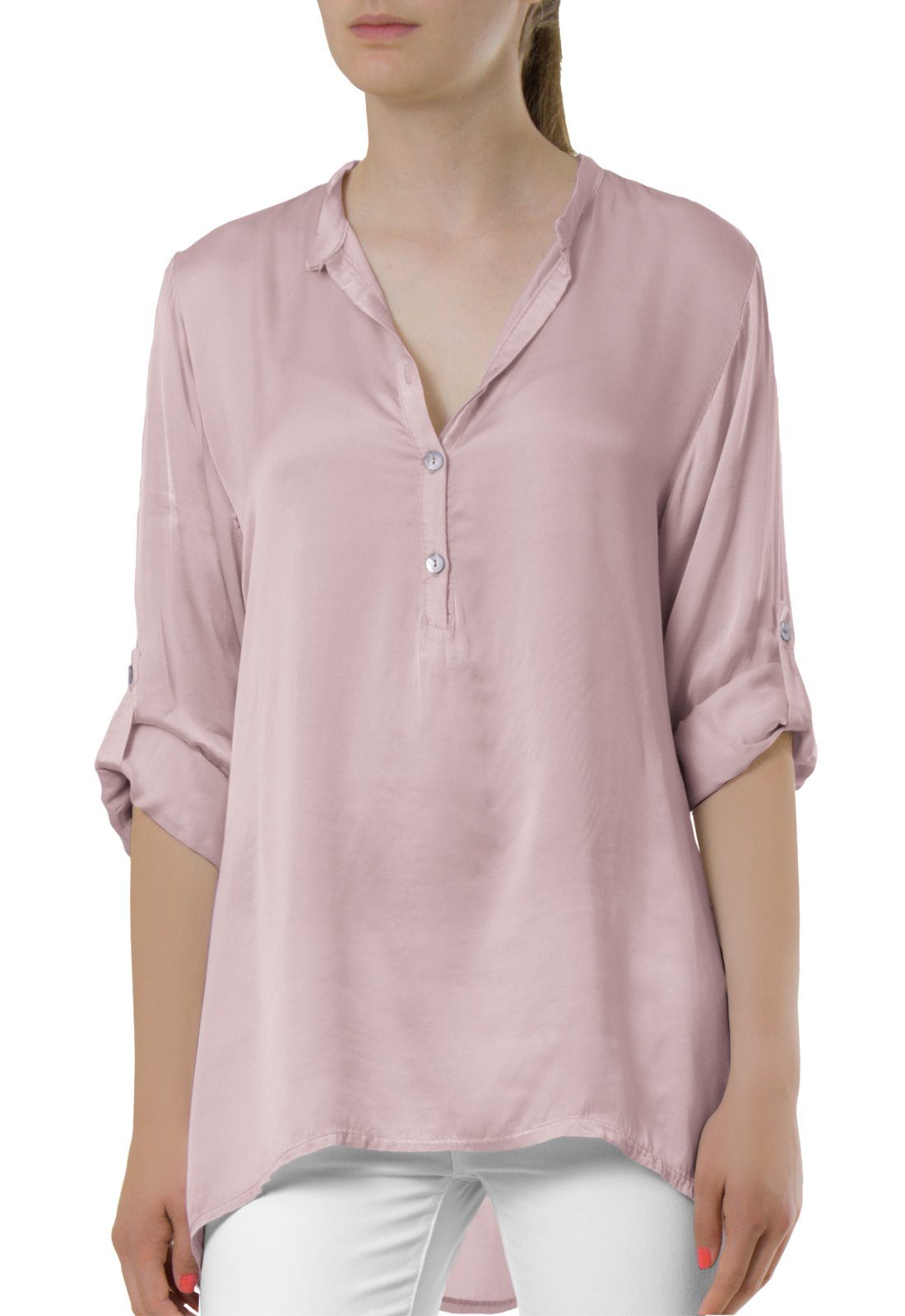 Caspar Shirtbluse BLU003 lässig elegante Damen Satin Hemdbluse günstig online kaufen