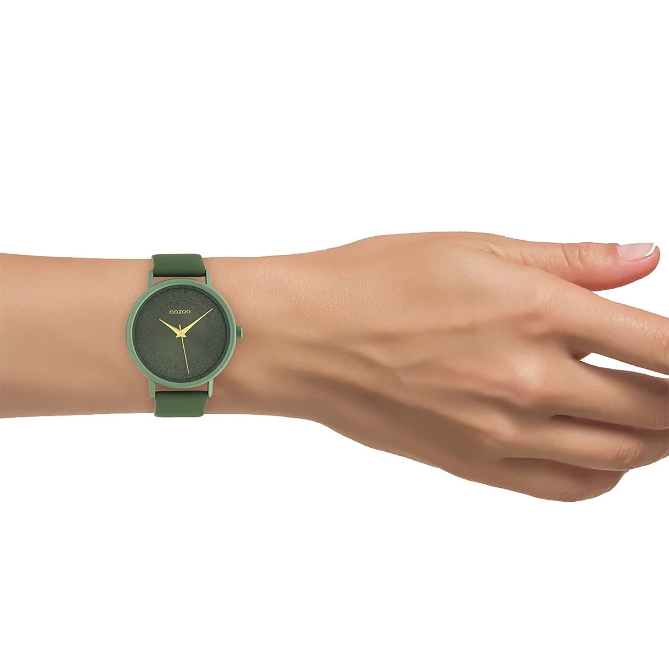 OOZOO Quarzuhr Oozoo Damen Armbanduhr Timepieces Analog, (Analoguhr), Damenuhr rund, groß (ca. 42mm), Lederarmband grün, Fashion