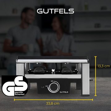 Gutfels Raclette RACLETTE 4010, 4 Raclettepfännchen, 900 W, Wendeplatte als Grill oder Plancha, 4 Personen, Antihaftbeschichtung
