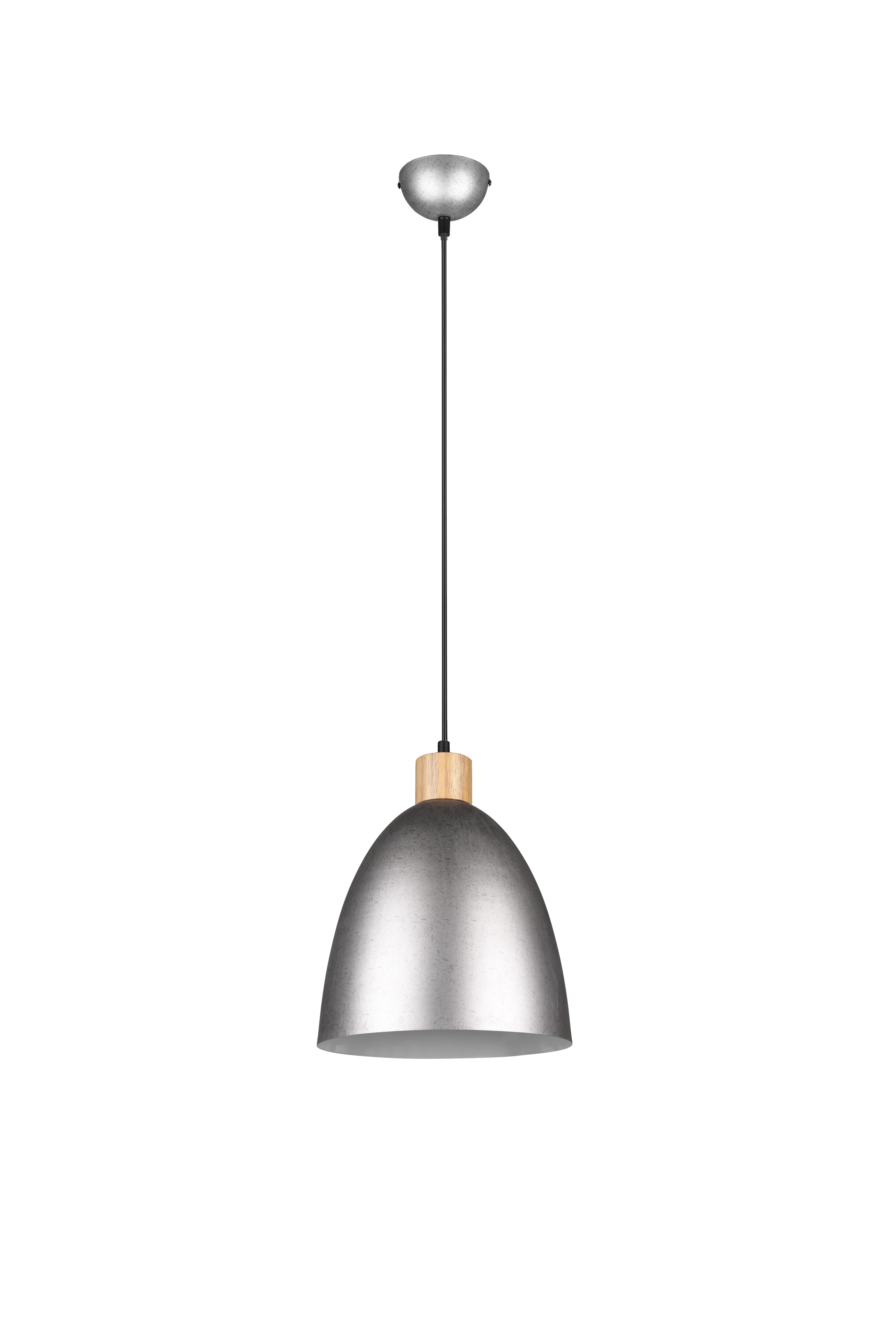 lightling Pendelleuchte Eggert, ohne Leuchtmittel, moderne Pendellampe mit Metallschirm und Elementen aus Holz
