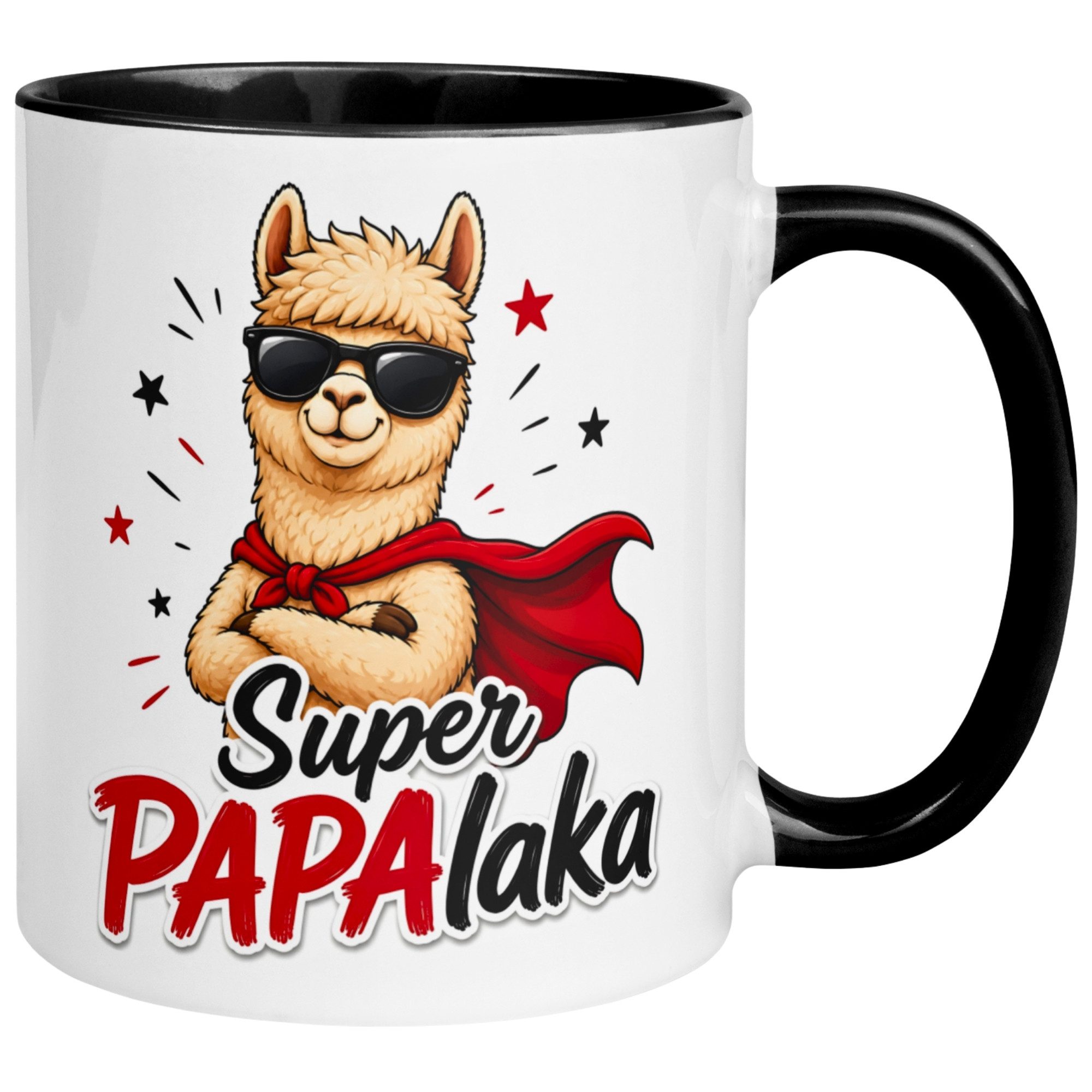 Momentals Tasse Alpaka – „Super PAPAlaka“ – lustiger Geschenk Becher Papa Dad Vater, Gratis Versand · Links-&Rechtshänder · Spülmaschinenfest