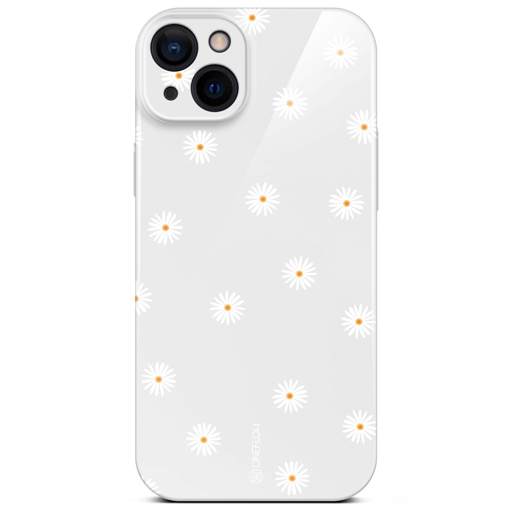 ONEFLOW Handyhülle für iPhone 14 Splash Cover Gänseblümchen Grau 6,1 Zoll, Hülle mit Design Muster Designer Case Kameraschutz Handy Schutzhülle