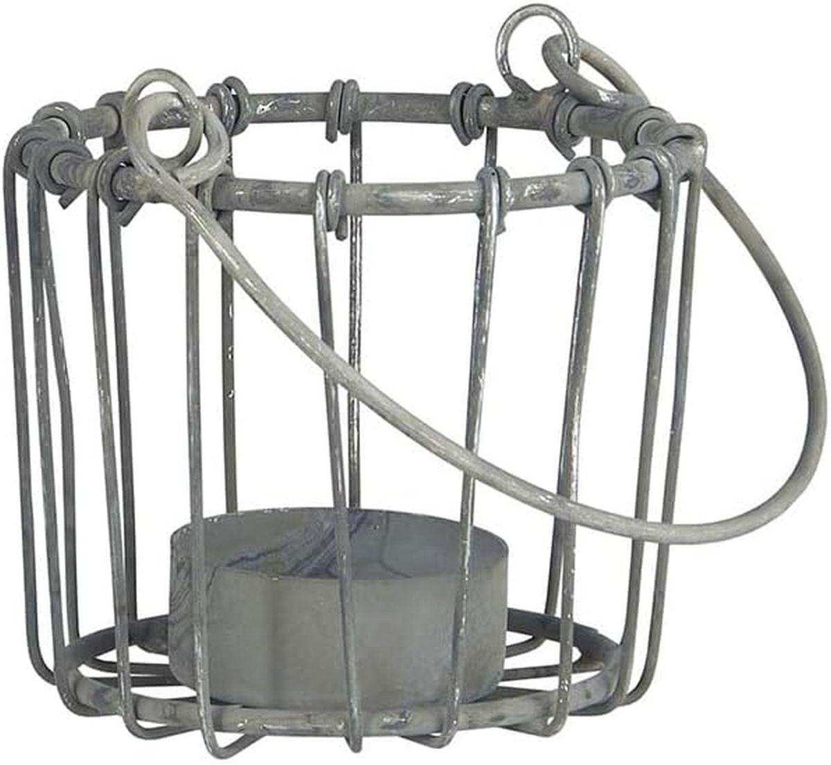 Ib Laursen Hängewindlicht Teelichthalter Windlicht Drahtkorb mit Henkel grau Ib Laursen 8,5 cm, Dekorativer Kerzenhalter im Drahtkorb Design mit praktischem Henkel