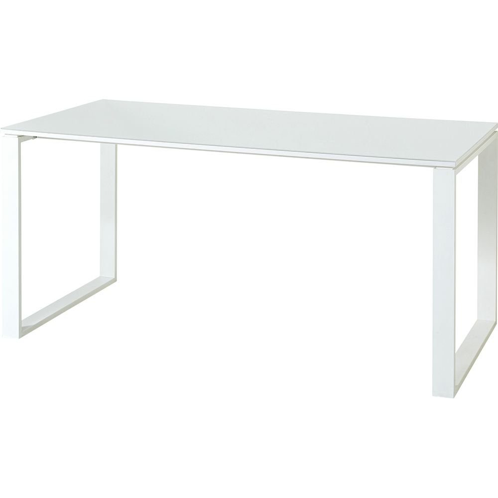 weiß 420x196x37cm Glasfronten in abschließbaren und Lomadox Schreibtisch mit Türen MONTERO-01,